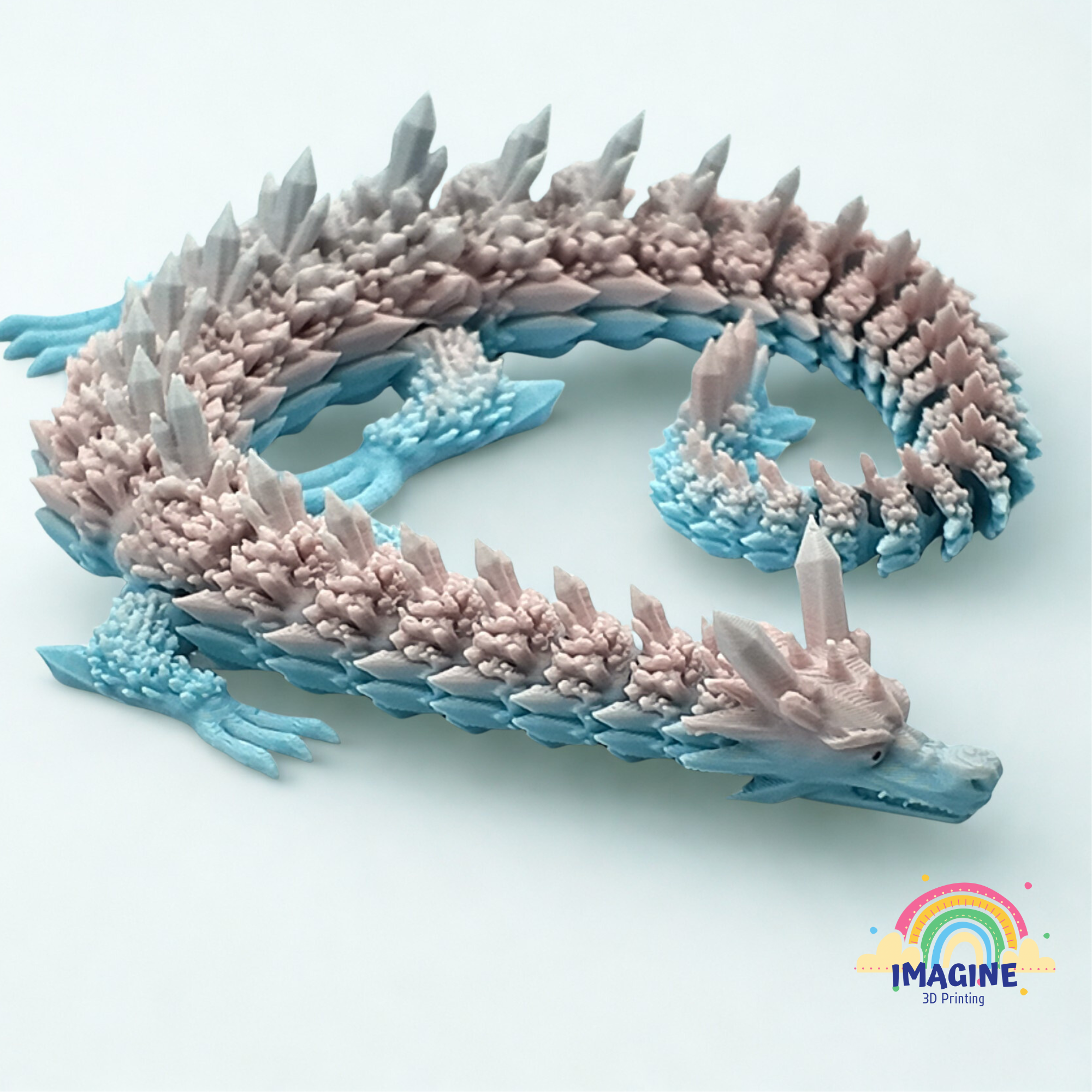 Crystal Dragon • Articulated Desk Toy • Eco-Friendly PLA Fidget Dragon • Flexible Fantasy Dragon Figure • Sharp Detail