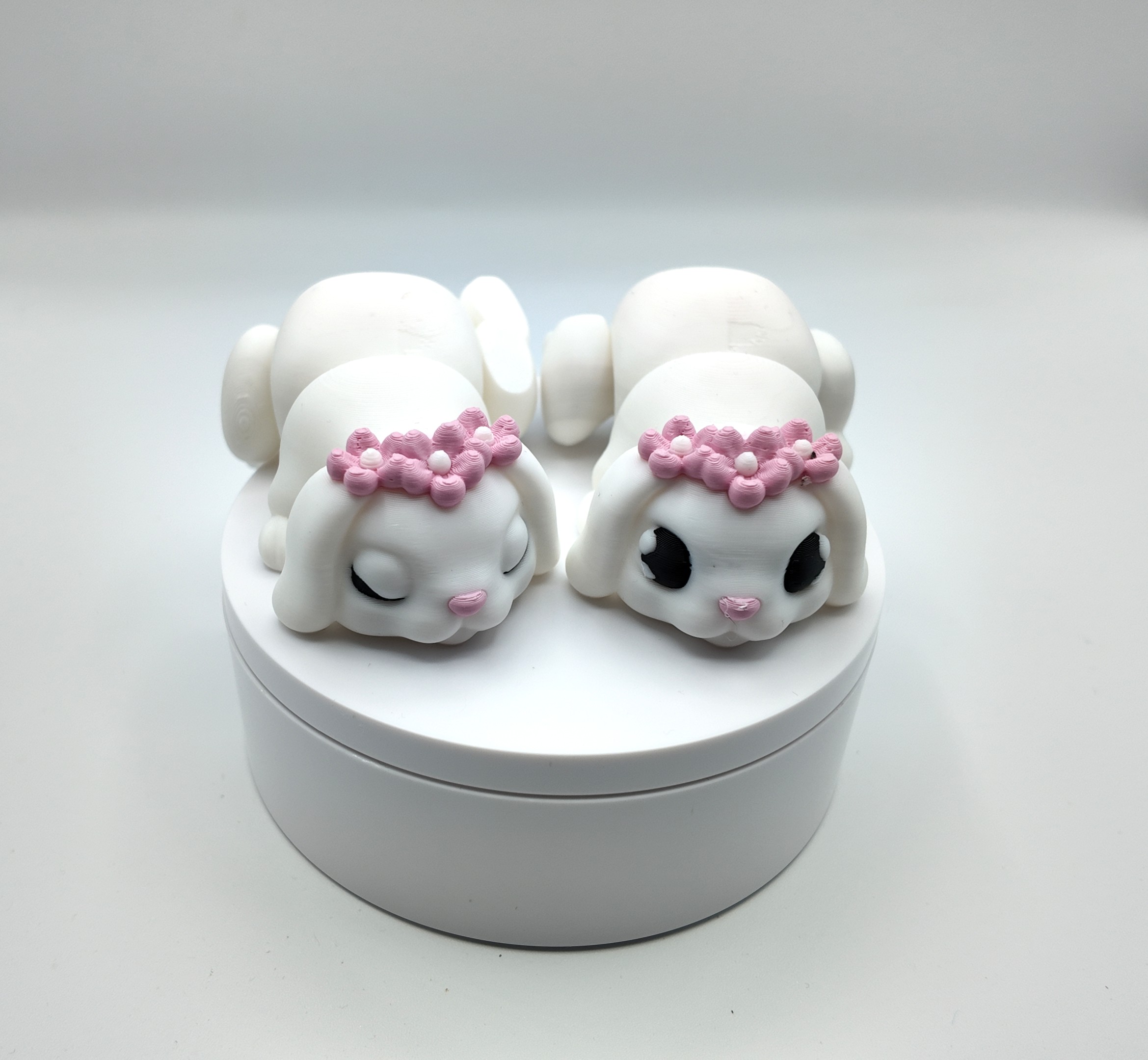 Flexi Flop-Eared Bunny Toy | Awake or Asleep | Cute Articulated Desk Pet | Flower Crown | Fidget Sensory Collectible Gift