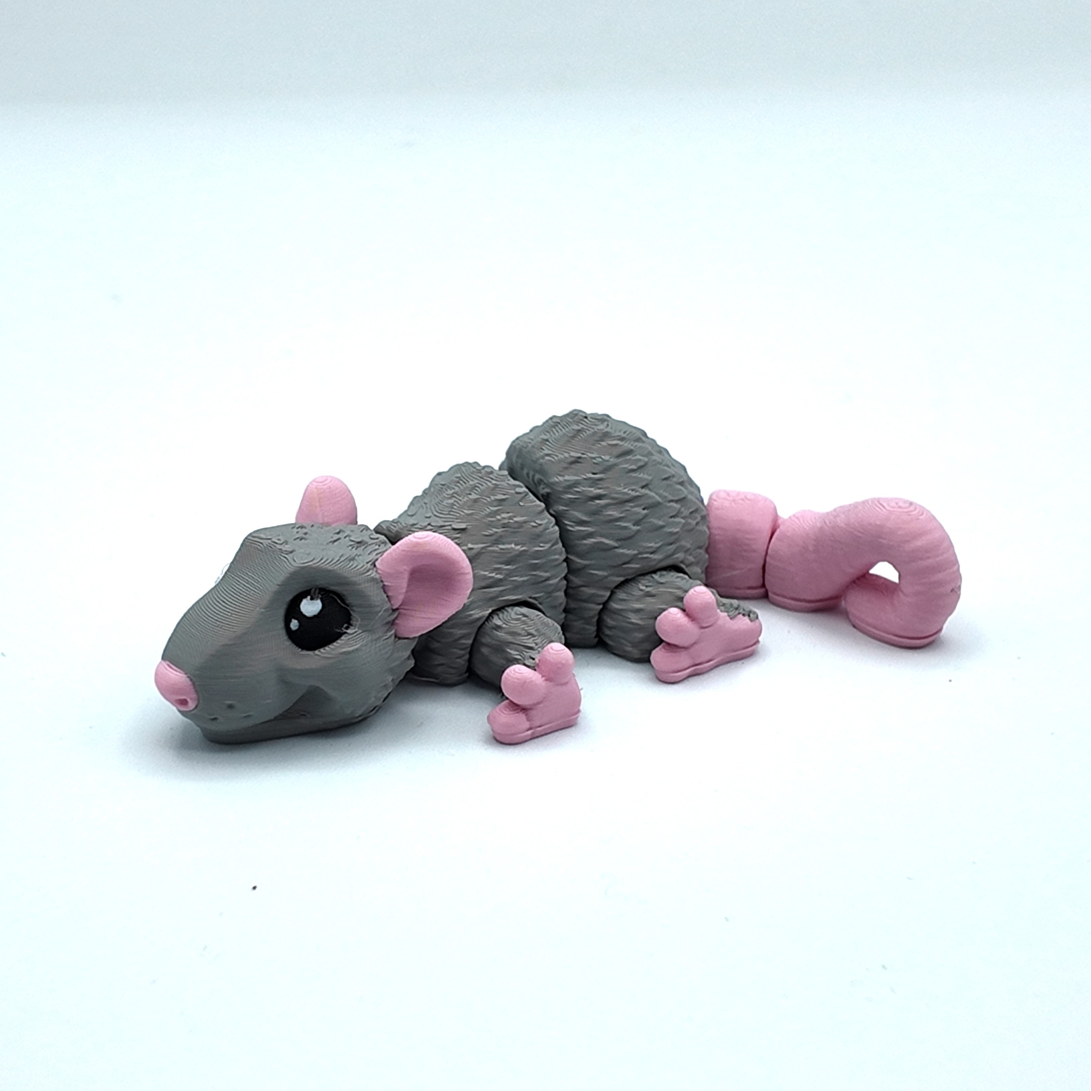 Cute Articulated Rat Toy | Cute Rat Desk Pet | Fidget Rat Keyring Bag Charm | Flexible Rat Figurine with Straight or Curled Tail | Backpack Clip Gift