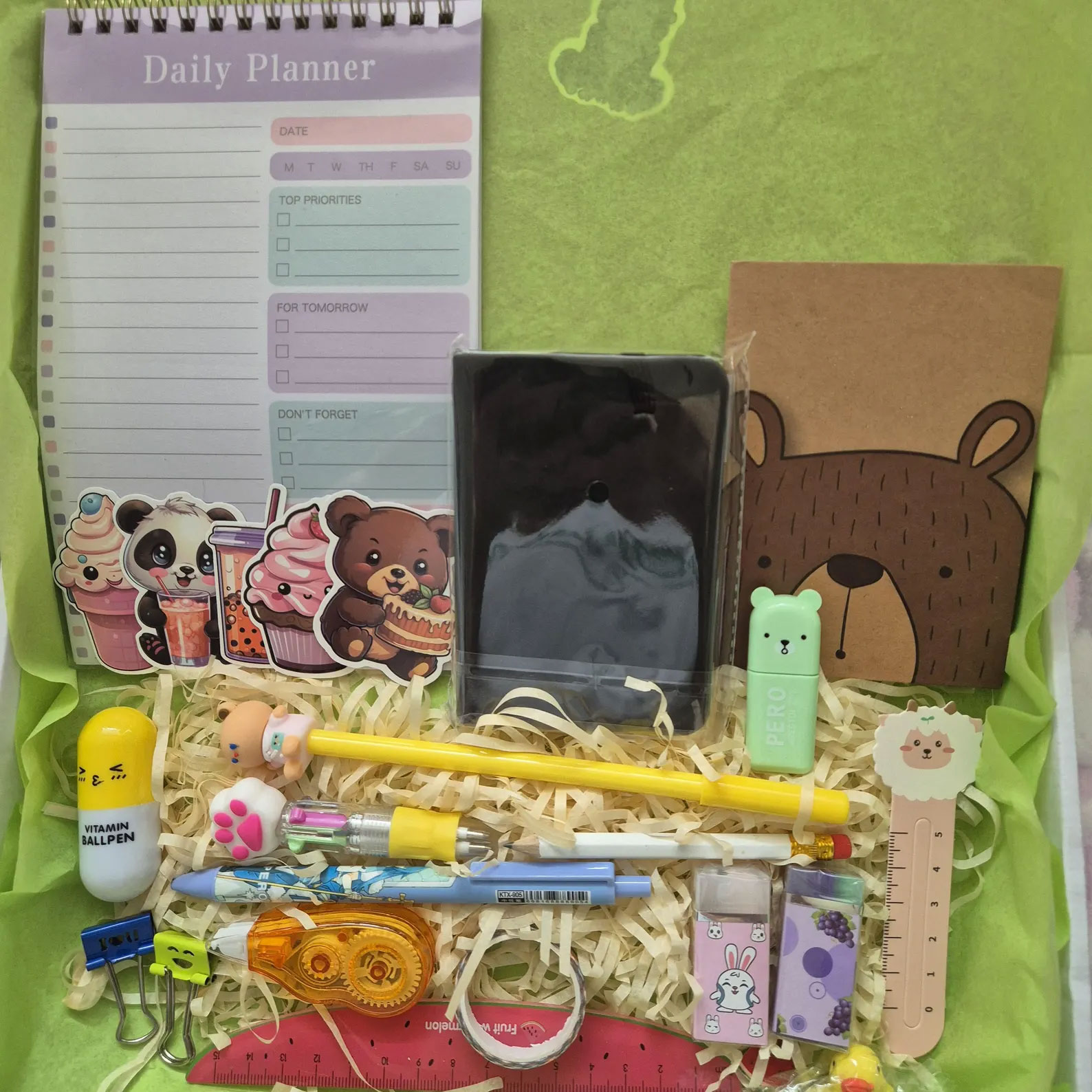 Cute Stationery Mystery Box – 10 Fun Office Supplies | Surprise Pens, Stickers, Notepad & More | Gift for Teens, Students, Stationery Lovers 