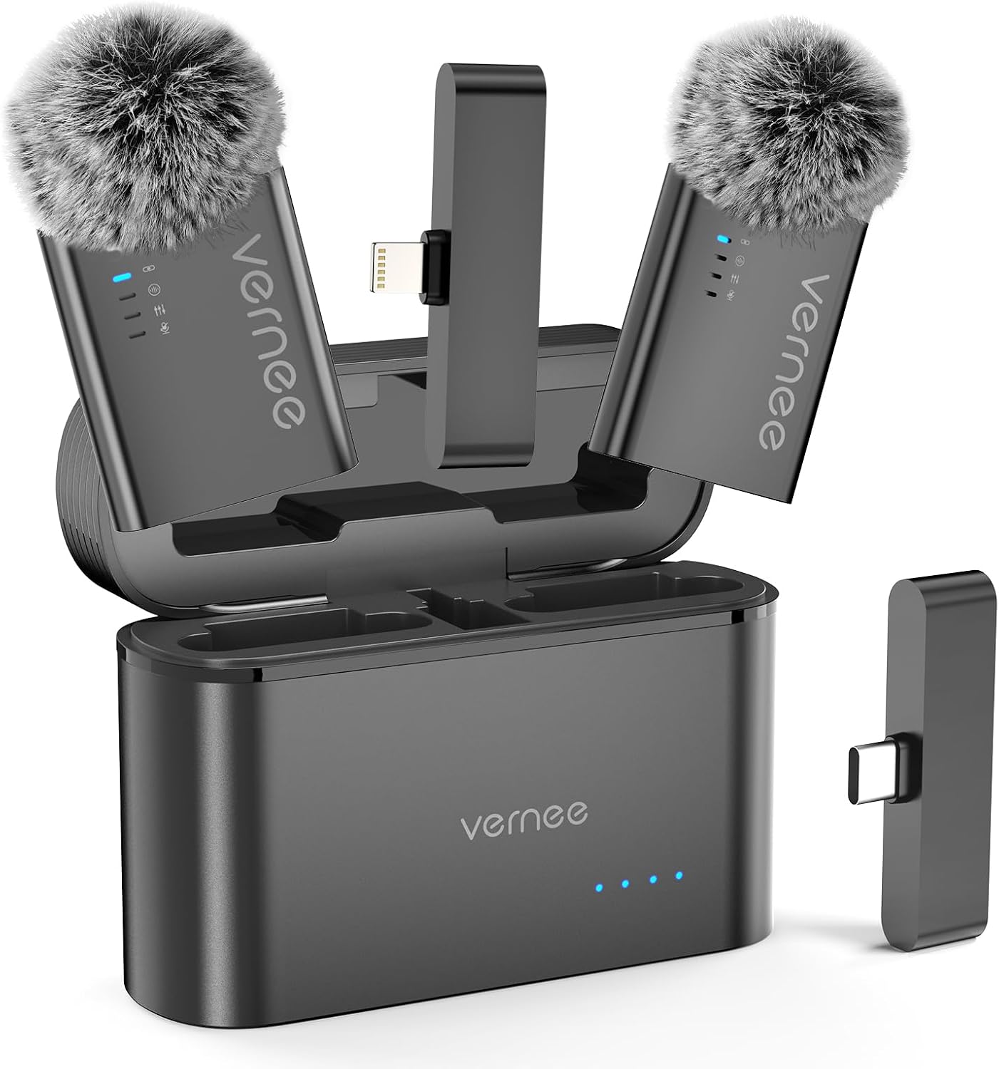 Wireless Lavalier Microphone for iPhone/Android - 68H Battery Life with Charging Case, Noise Cancelling Lapel Mic, 164ft Range, for Podcast, YouTube, Vlogging, Interviews, Video Recording