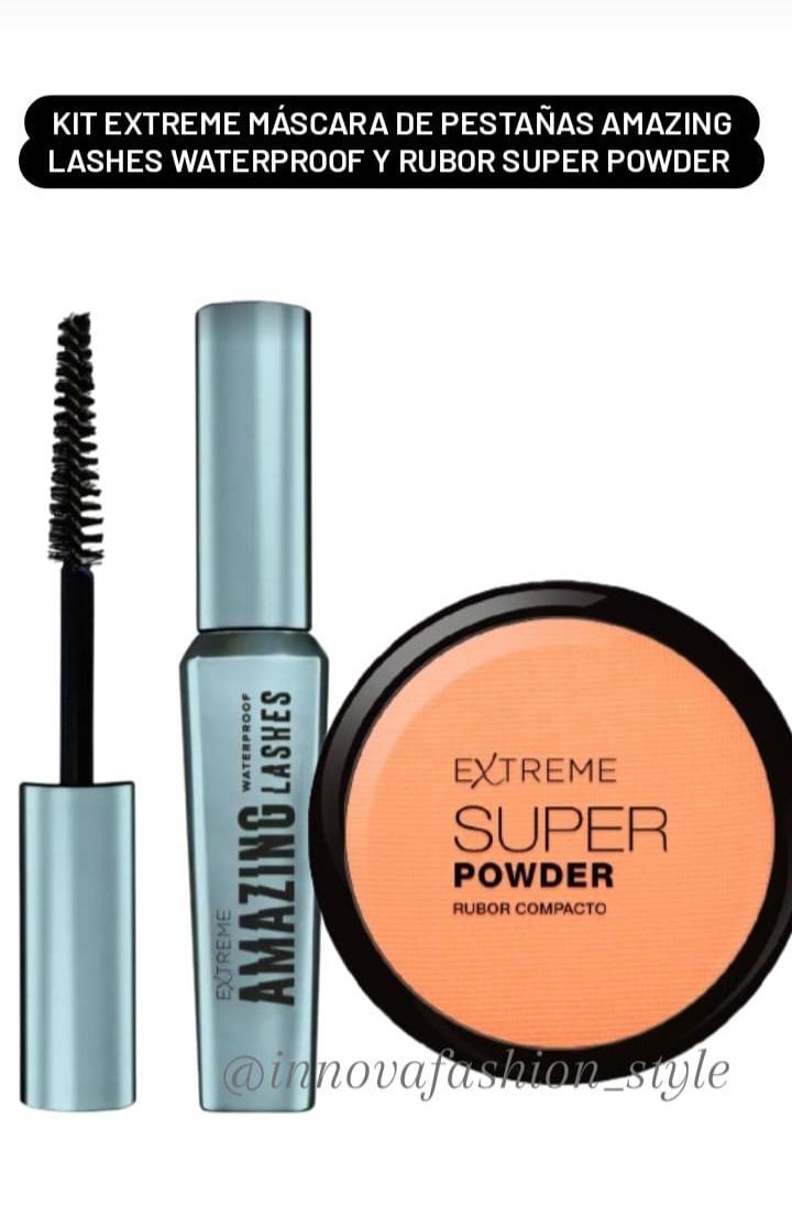 Kit Extreme Máscara de Pestañas y Rubor Super Powder