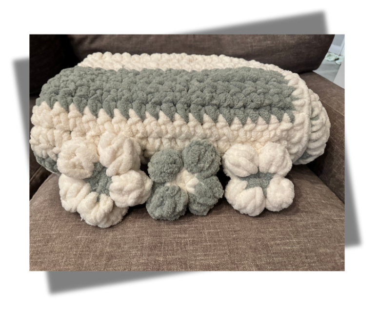Handmade Crochet Vintage Sage Flower Blanket