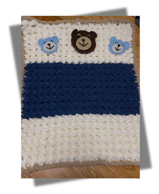 Handmade Baby Blanket with Bear Motif