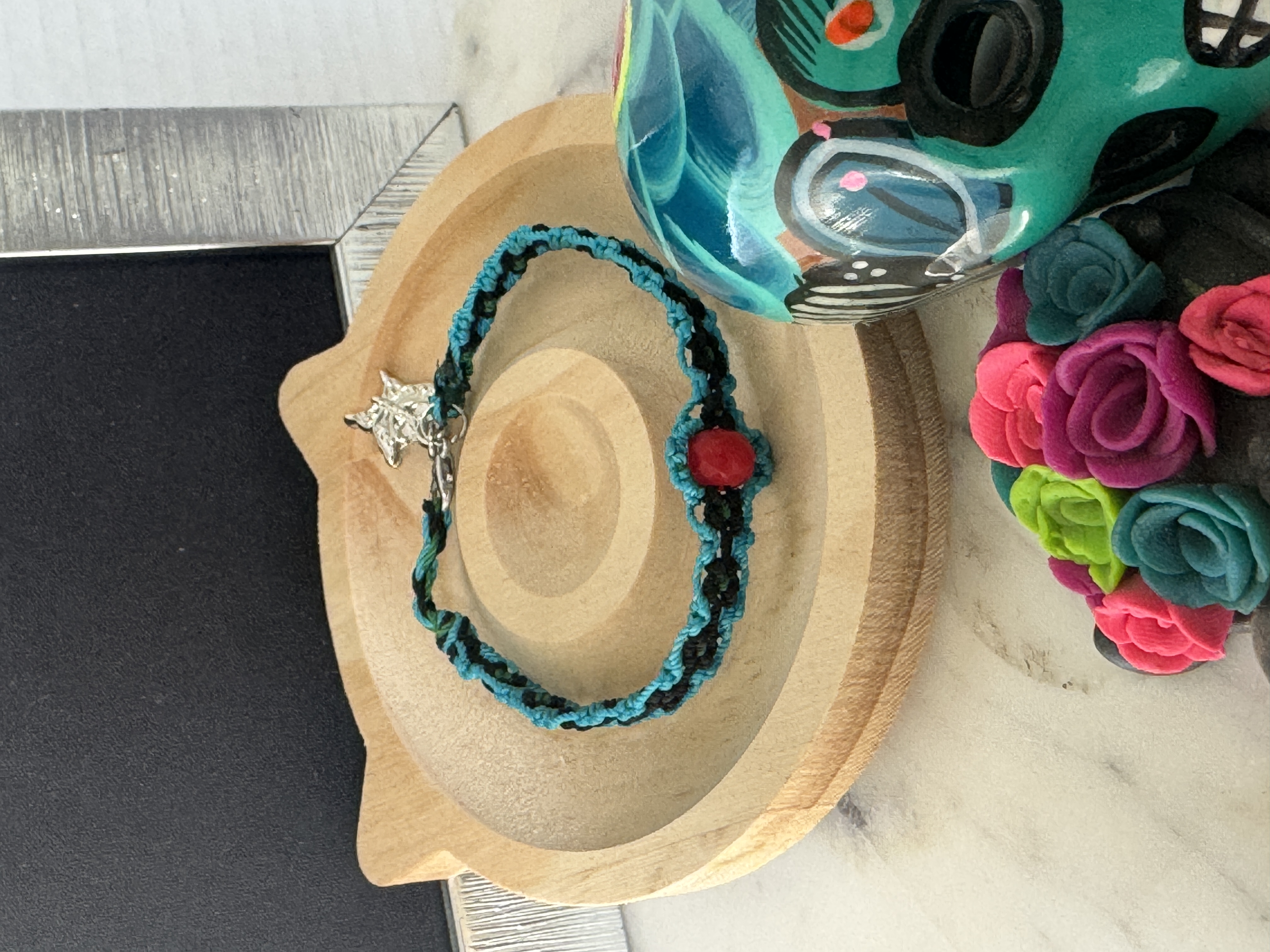 Handmade Blue and Black Braided Bracelet
