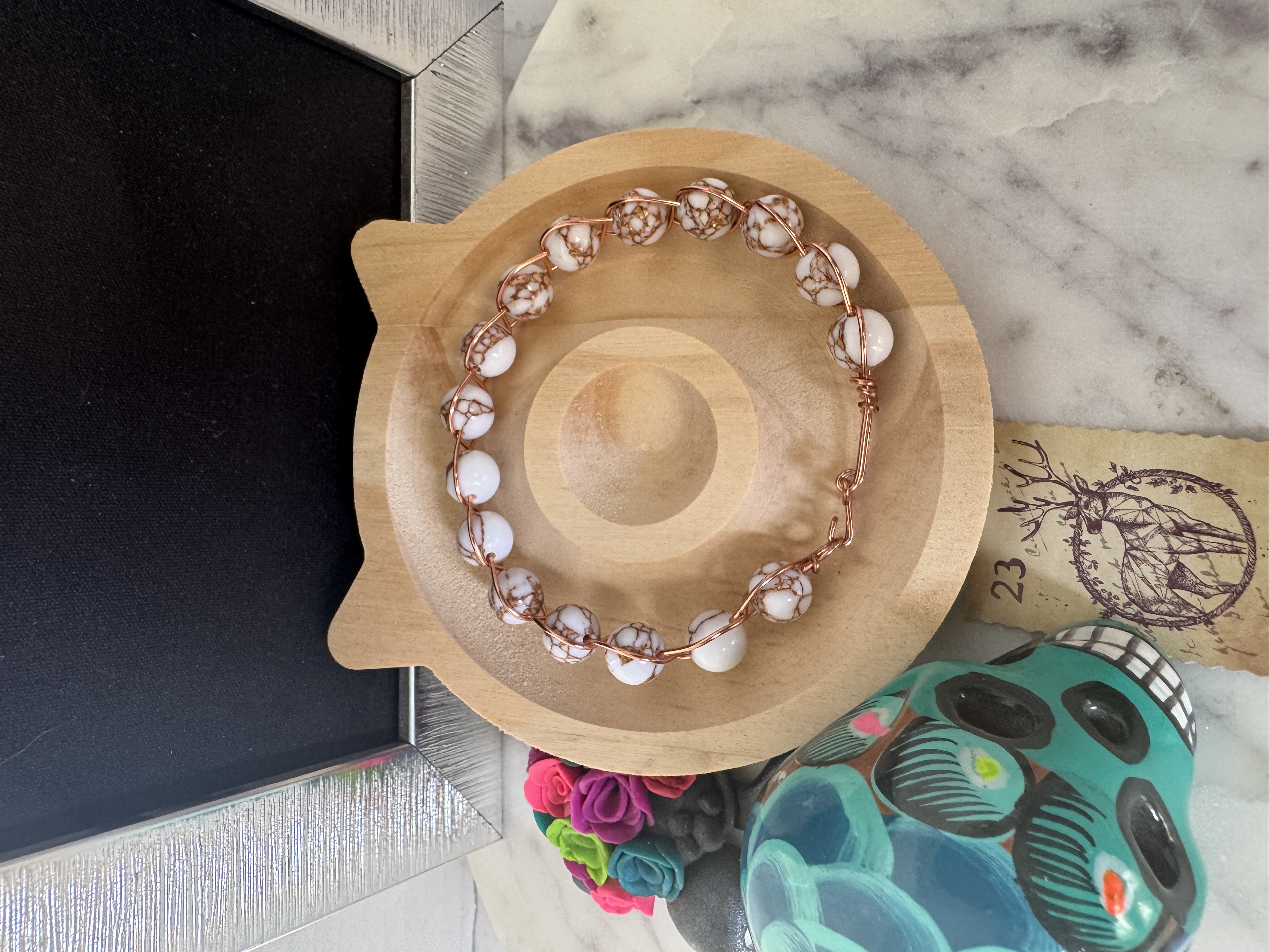 Handmade White Stone Bead Bracelet