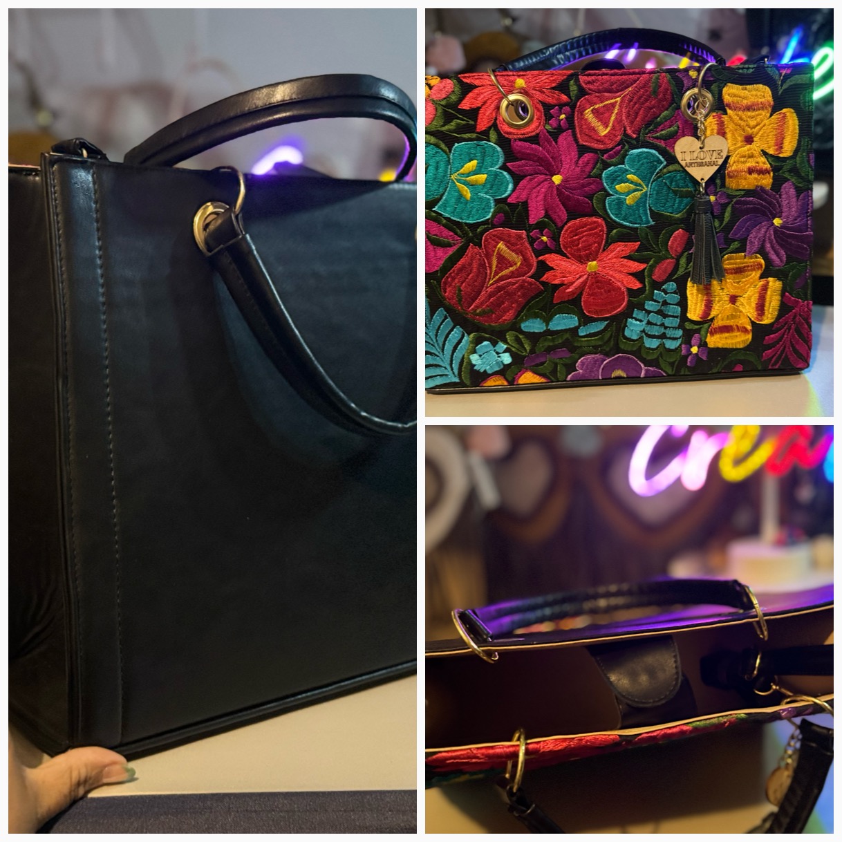 Colorful Floral Embroidered Tote Bag