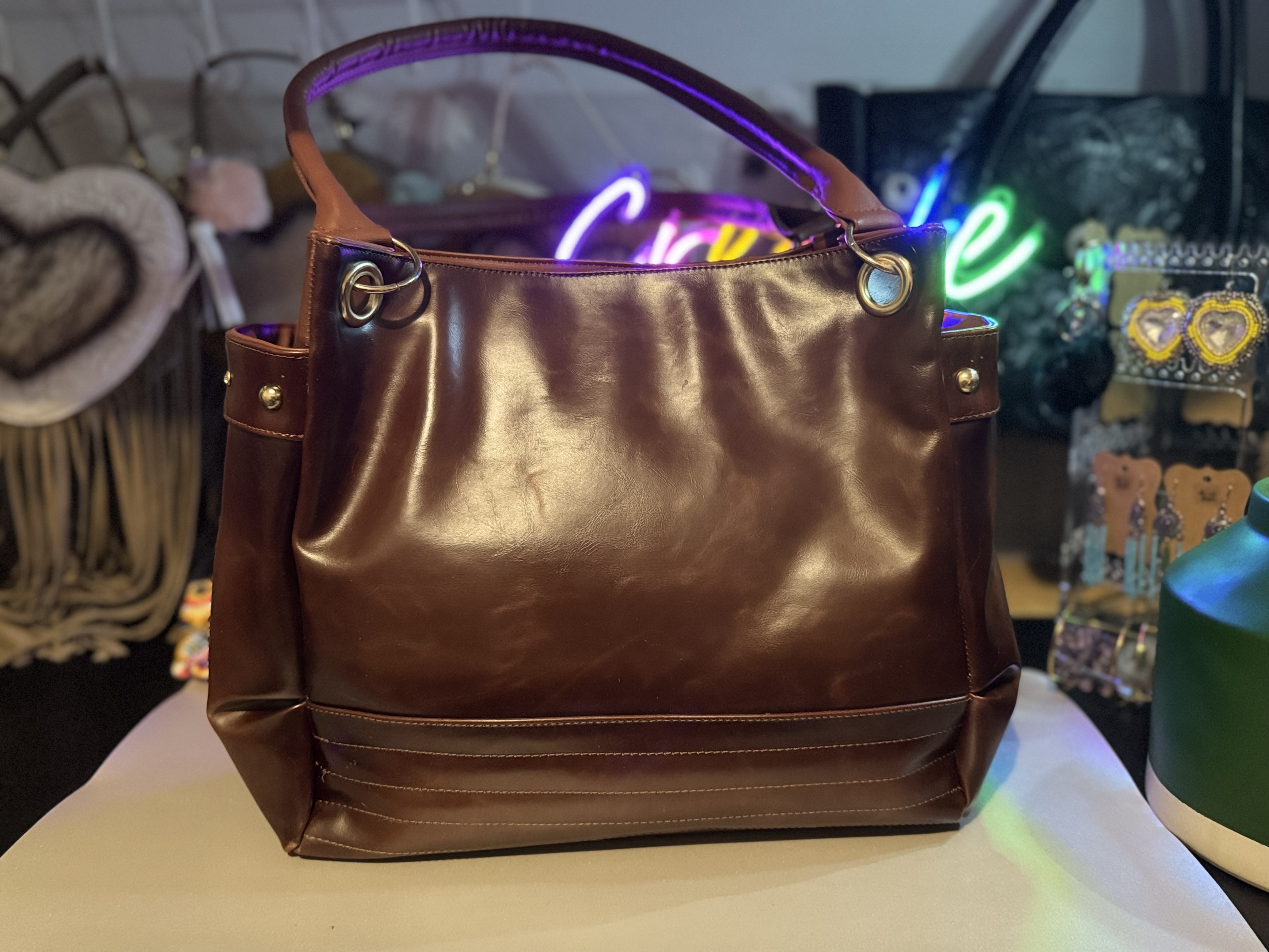 Embossed Tooled Leather Handbag