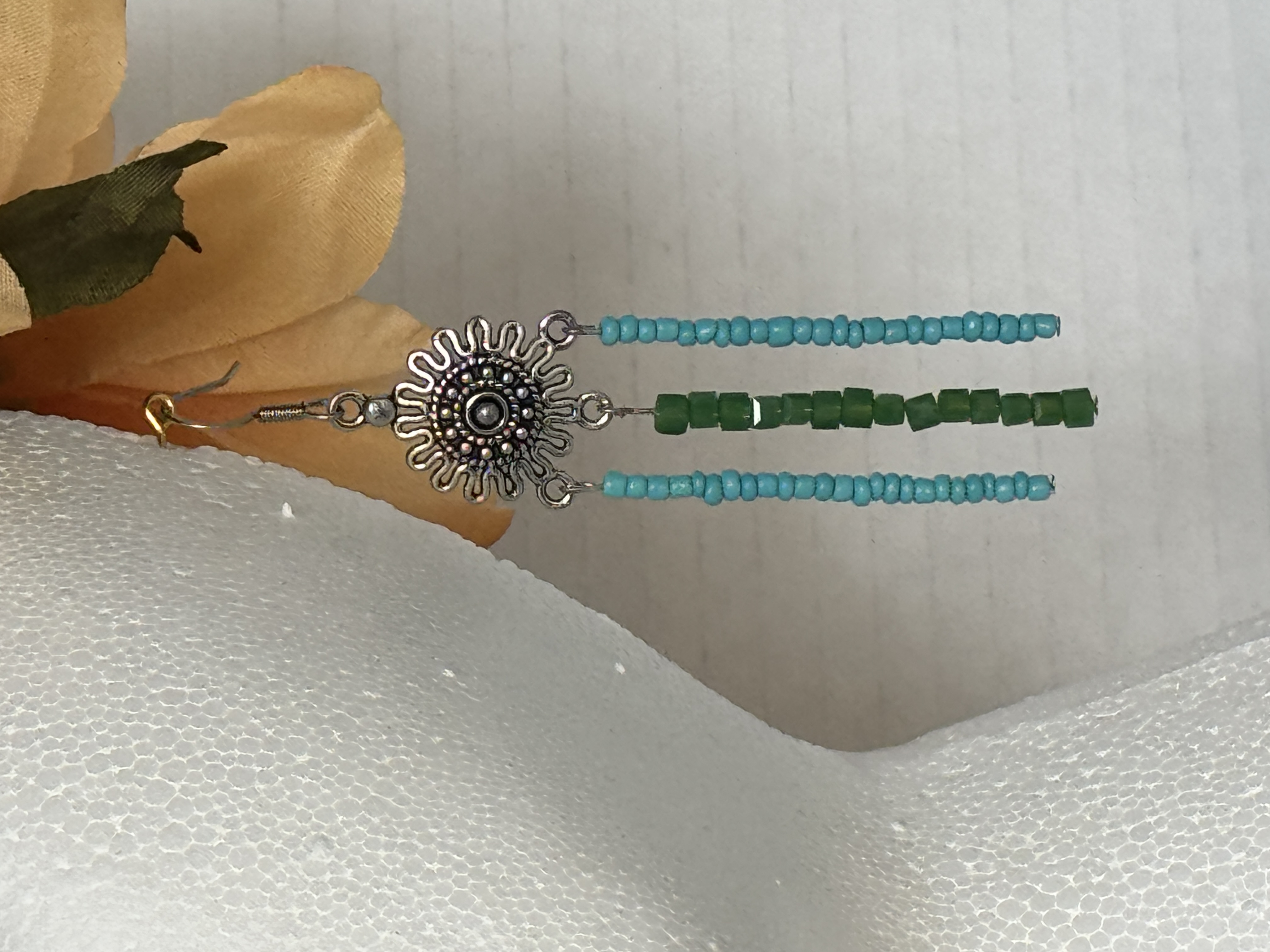 Turquoise Beaded Dangle Earrings