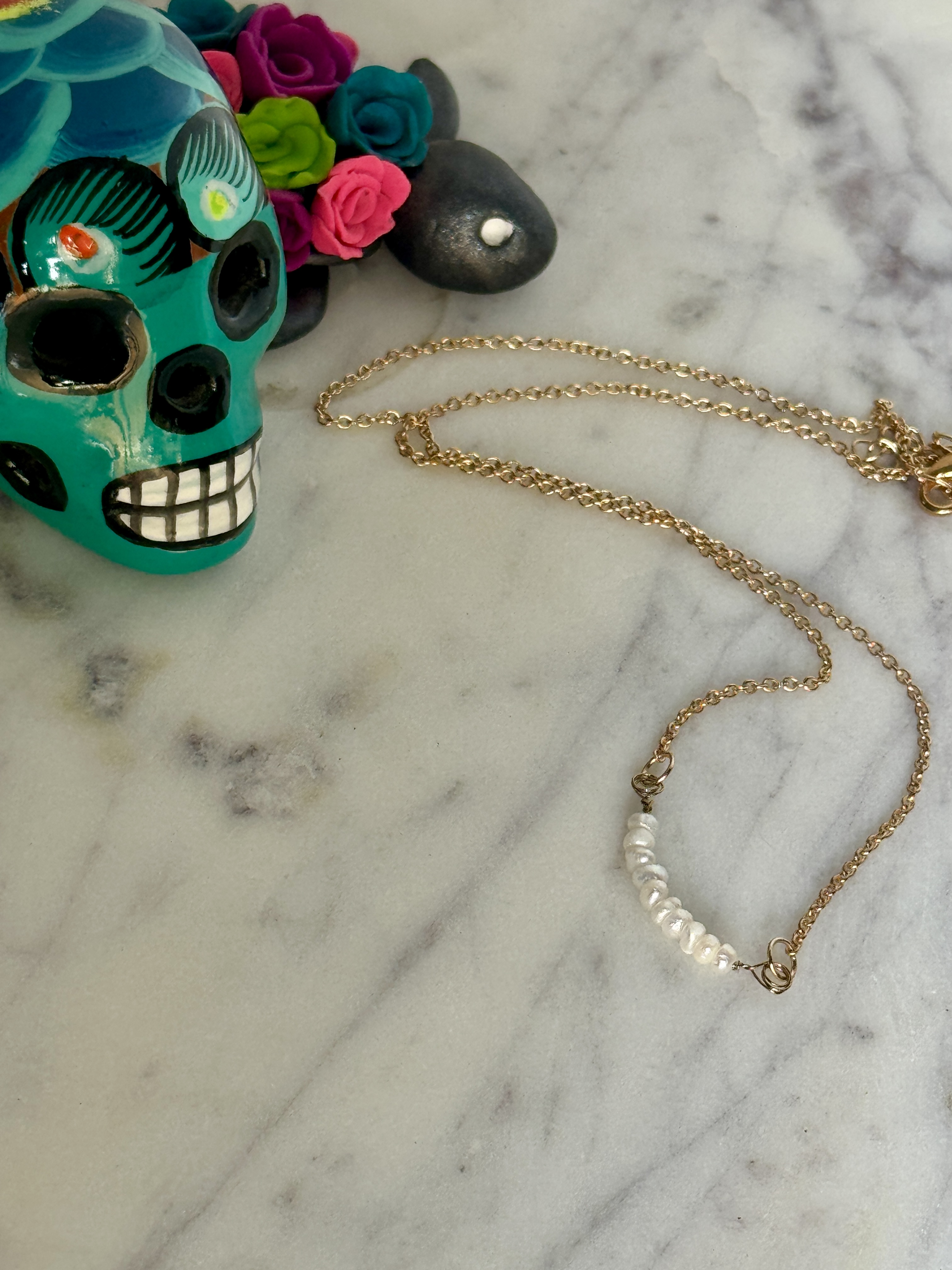 Freshwater Pearl Gold Chain Necklace