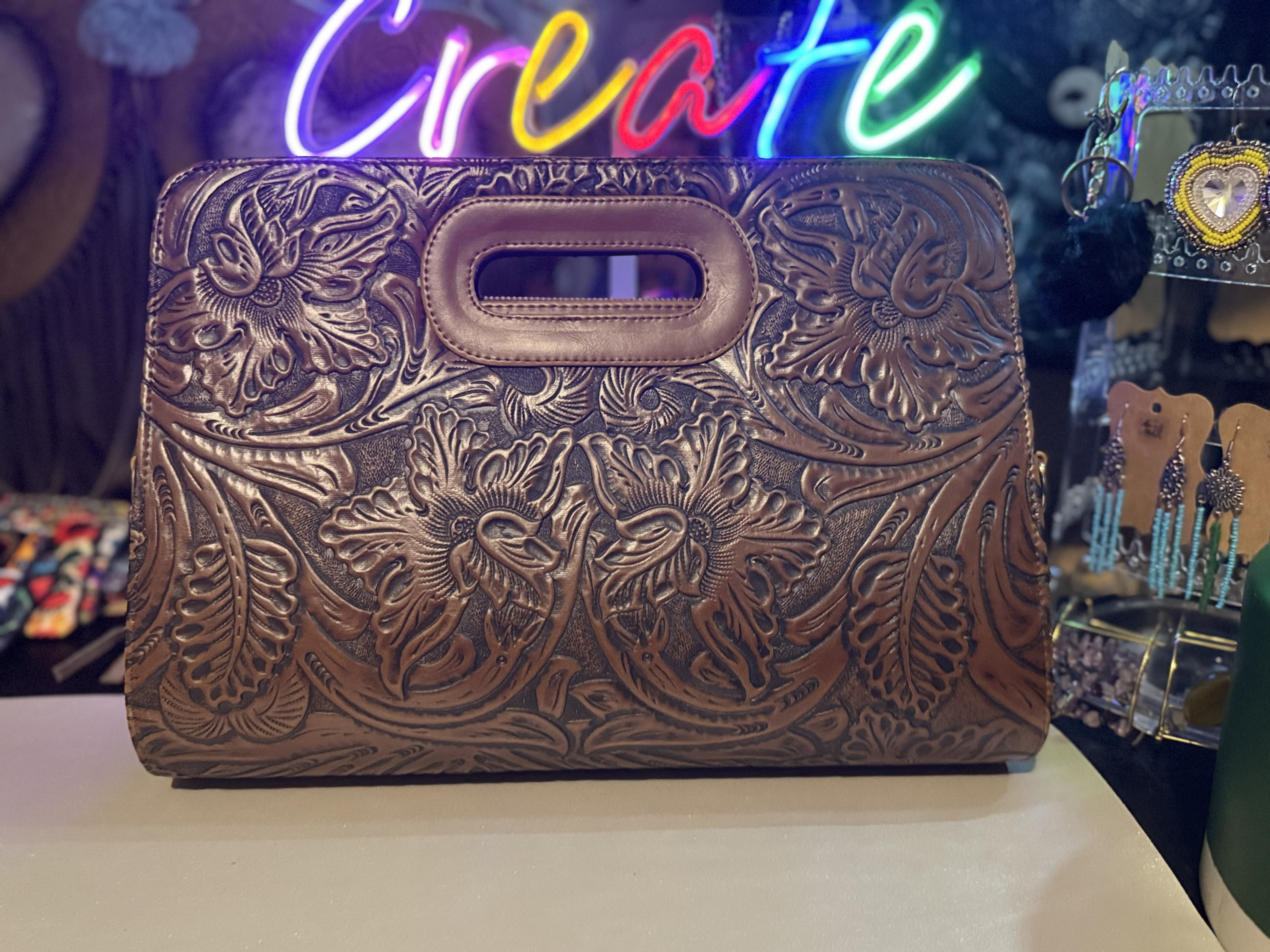 Handcrafted Leather and Cowhide Clutch