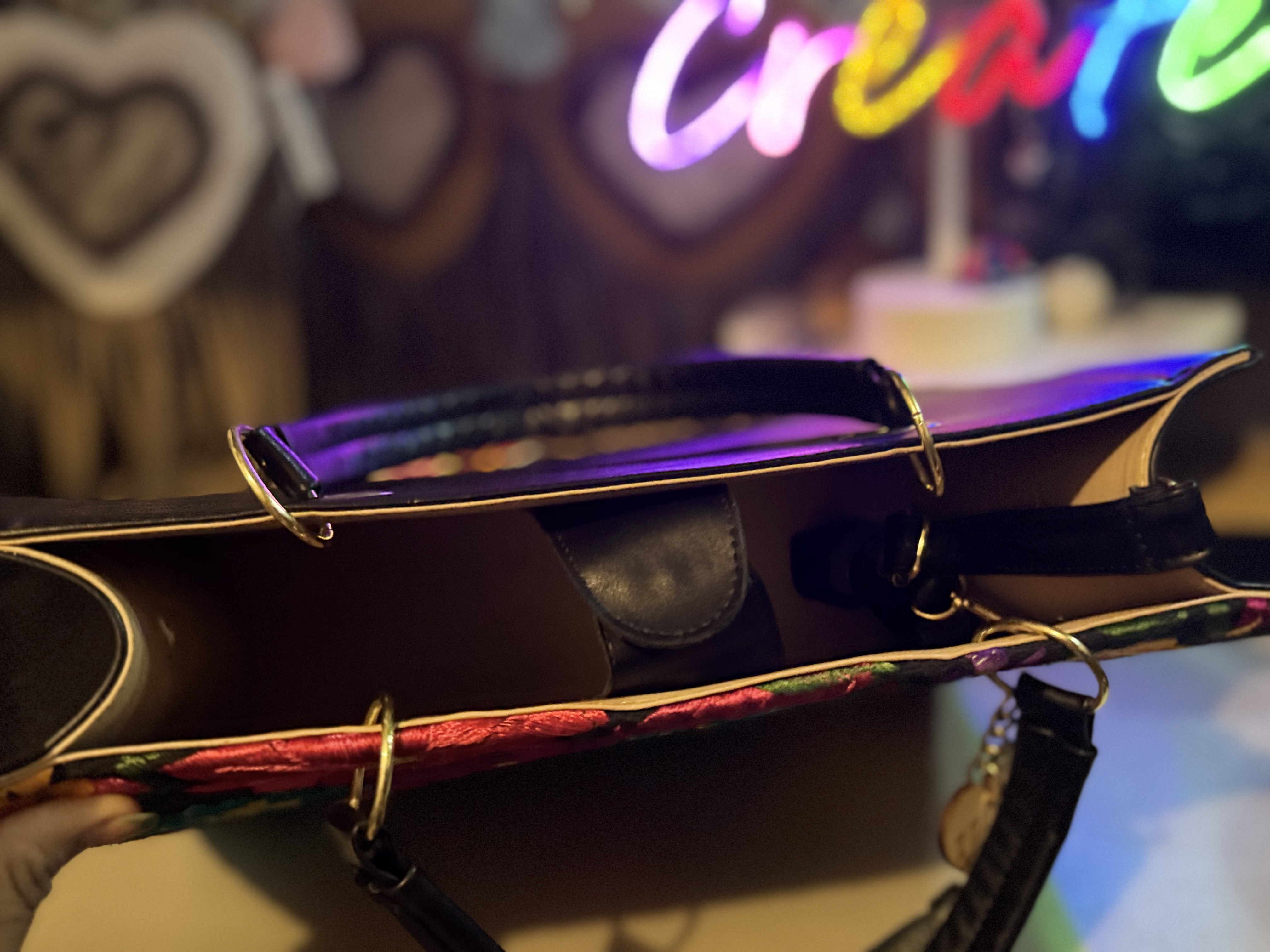 Colorful Embroidered Floral Handbag