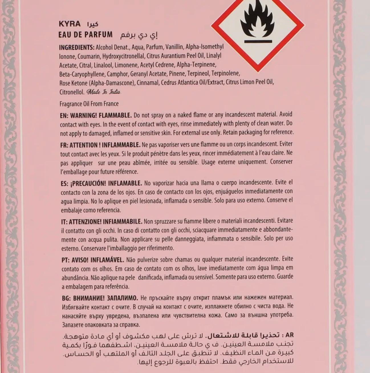 Kyra Eau de Parfum for Women 100ml / 3.4 fl oz