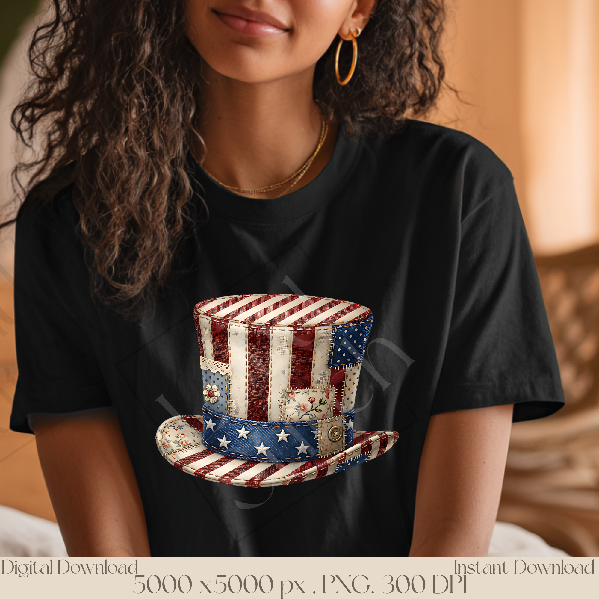 Uncle Sam Hat PNG, Vintage Patriotic Americana Clipart, Fourth of July Sublimation Design, USA Independence Day Graphic