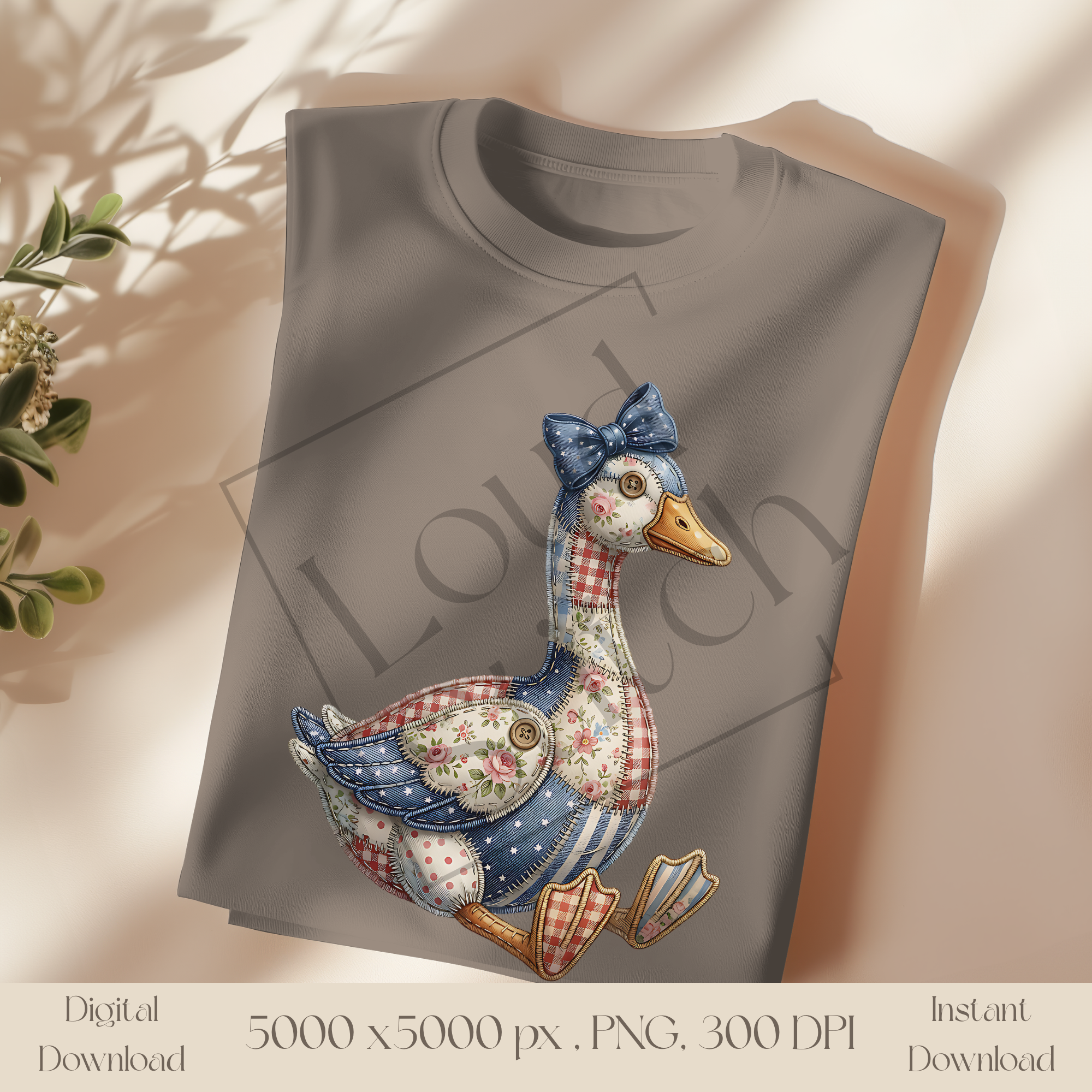 Patchwork Goose PNG, Vintage Cottagecore Farm Goose Clipart, Rustic Farmhouse Sublimation Design