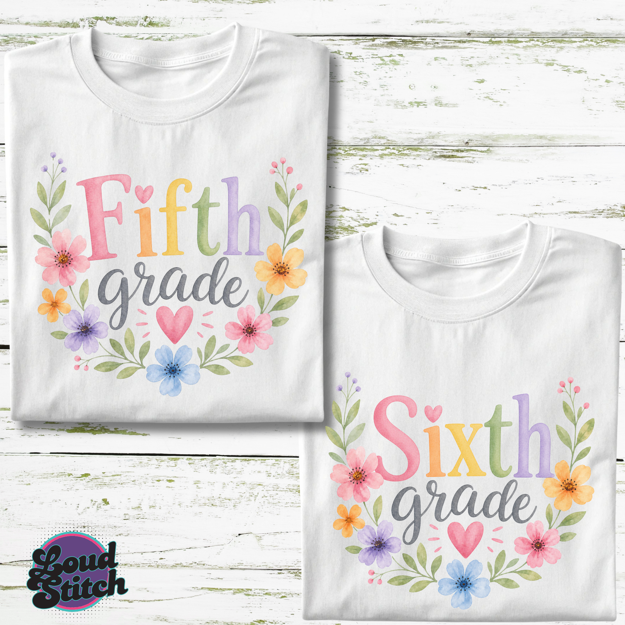 Back to School Grade Level PNG Bundle, Floral Teacher PNG, Pre-K Kindergarten 1st-6th Grade School Shirt Designs