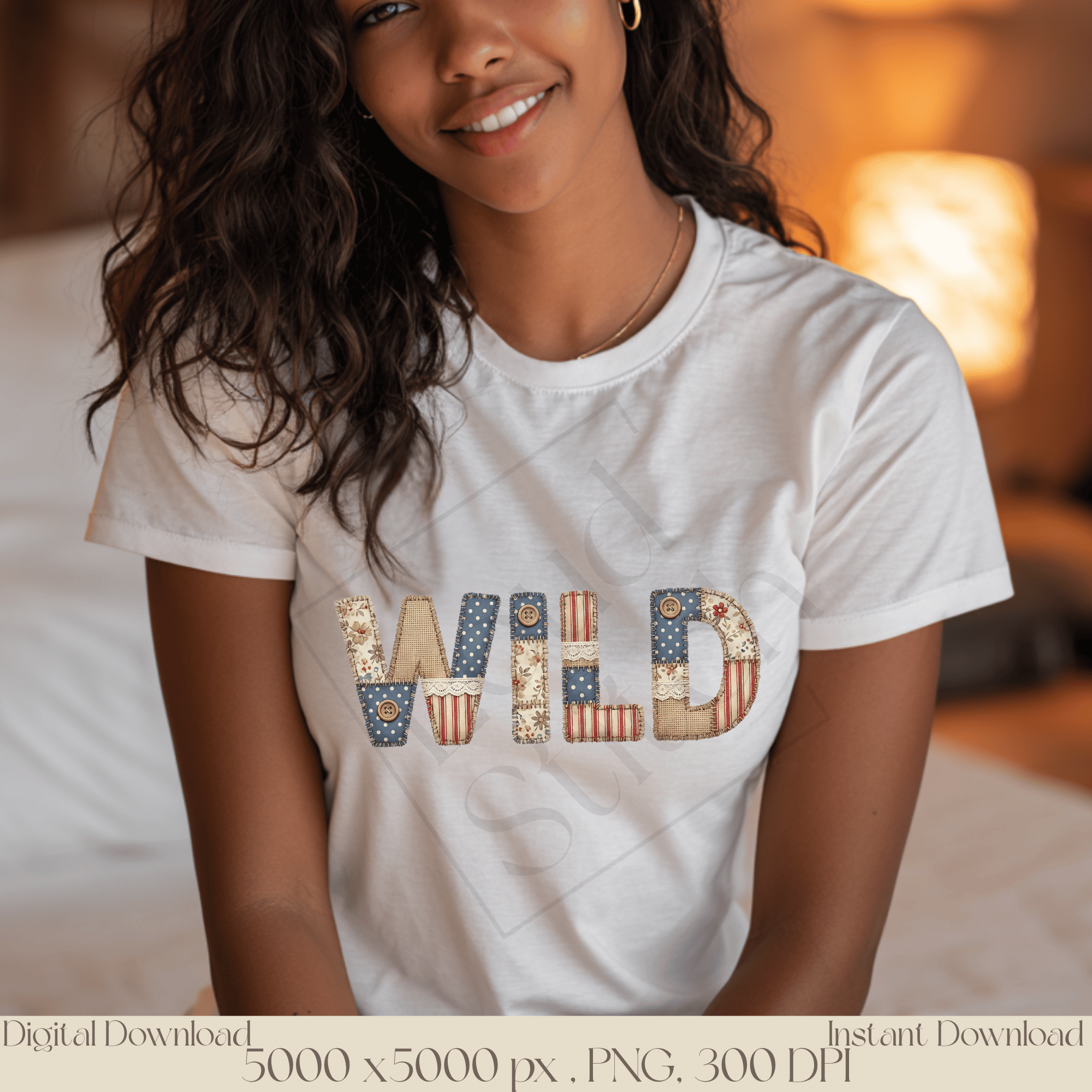 Wild Patchwork PNG, Rustic Typography Sublimation Design, Cottagecore Vintage Lettering Graphic