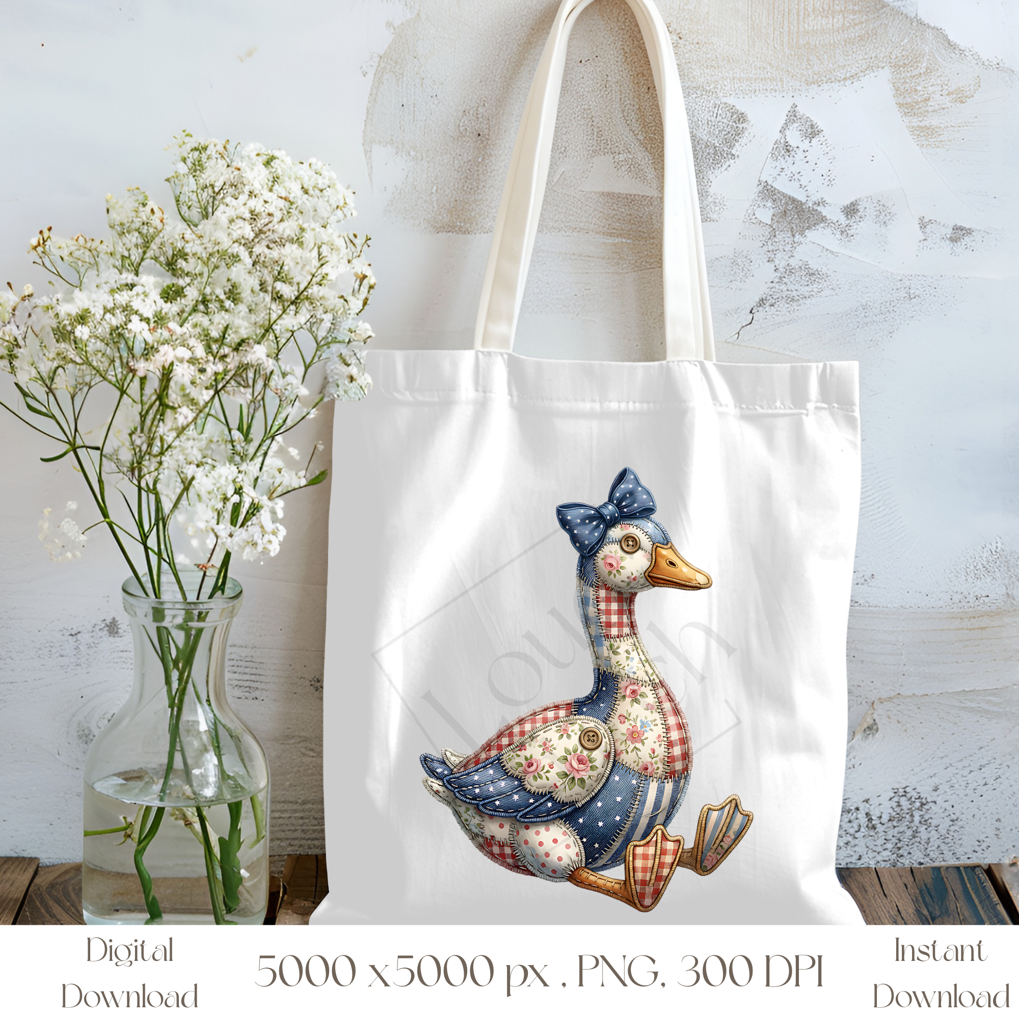 Patchwork Goose PNG, Vintage Cottagecore Farm Goose Clipart, Rustic Farmhouse Sublimation Design