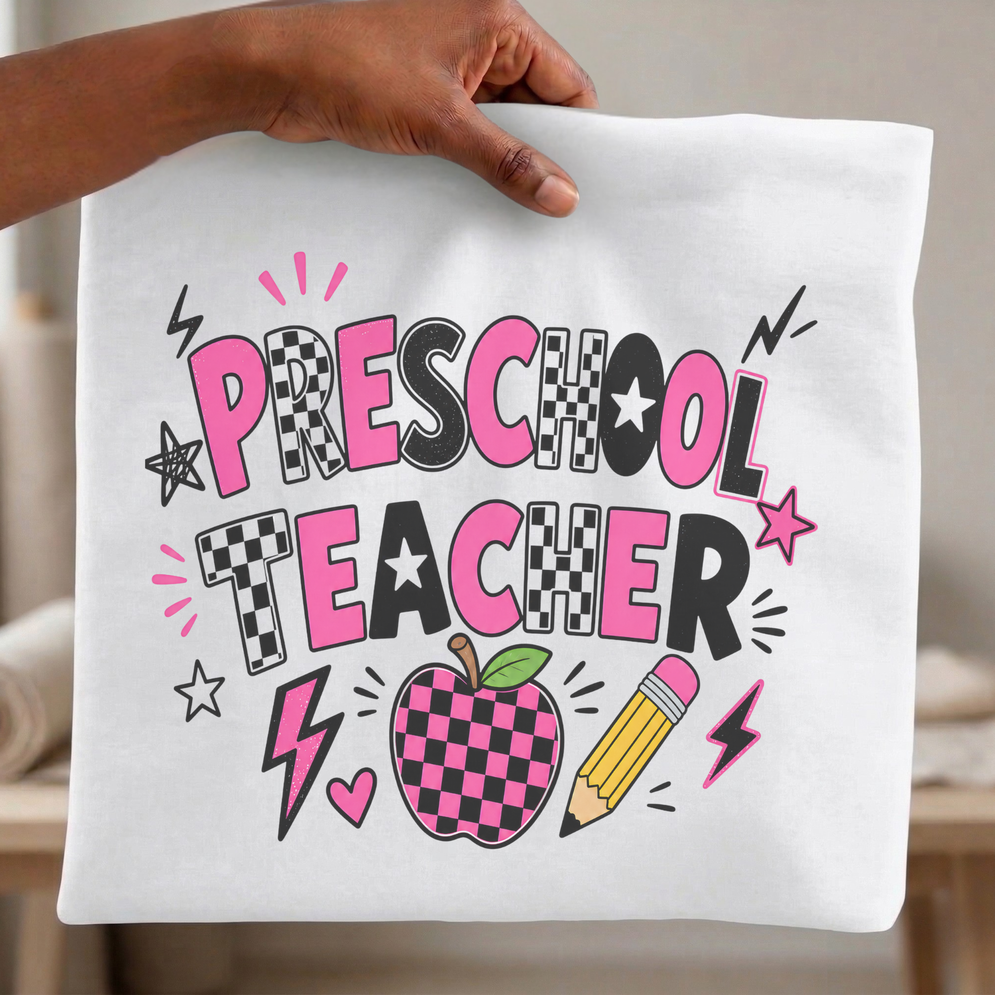Back to School Teacher PNG Bundle, Pink Checker Grade Level Teacher Designs, Pre-K Kindergarten 1st-6th Grade PNG