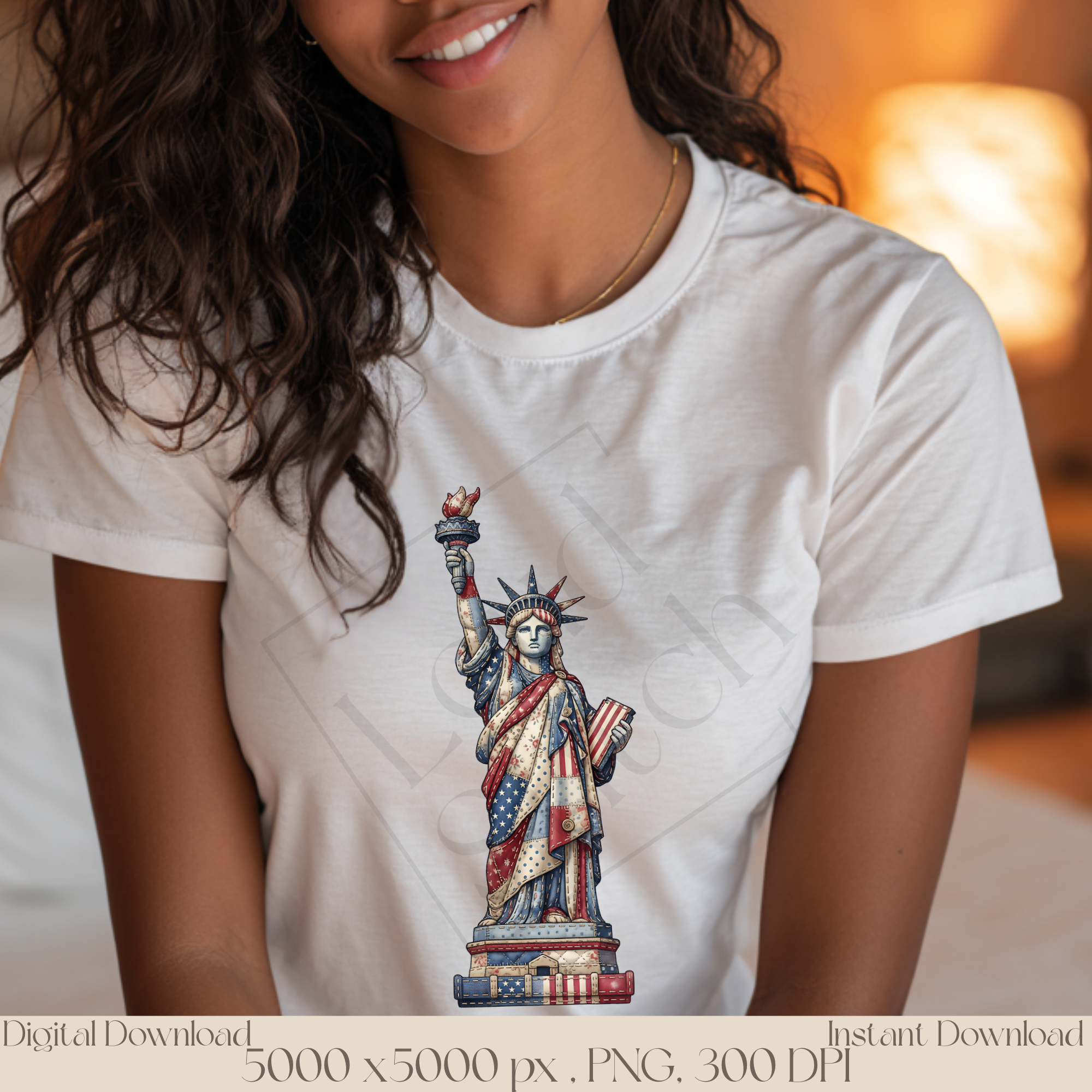 Vintage Statue of Liberty PNG, Patriotic Patchwork Americana Clipart, Fourth of July Sublimation Design, Rustic USA Freedom Graphic