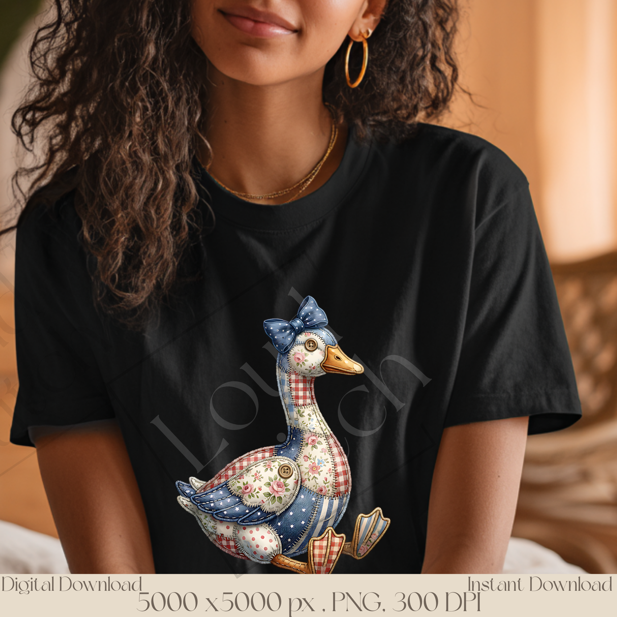 Patchwork Goose PNG, Vintage Cottagecore Farm Goose Clipart, Rustic Farmhouse Sublimation Design