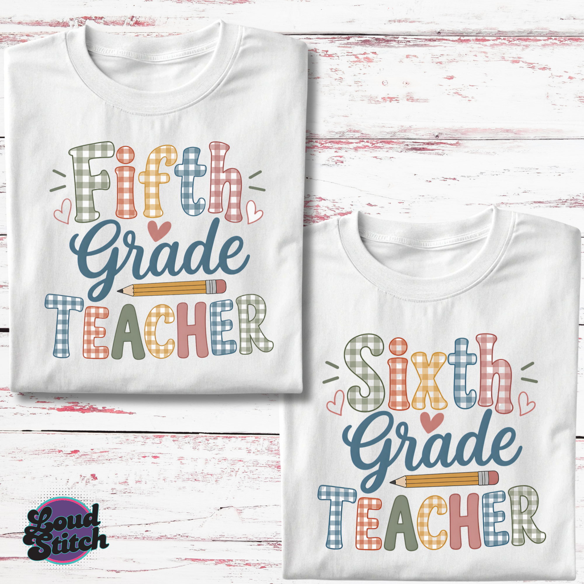 Gingham Teacher PNG Bundle, Grade Level Teacher Designs, Pre-K Kindergarten 1st-6th Grade Sublimation PNG