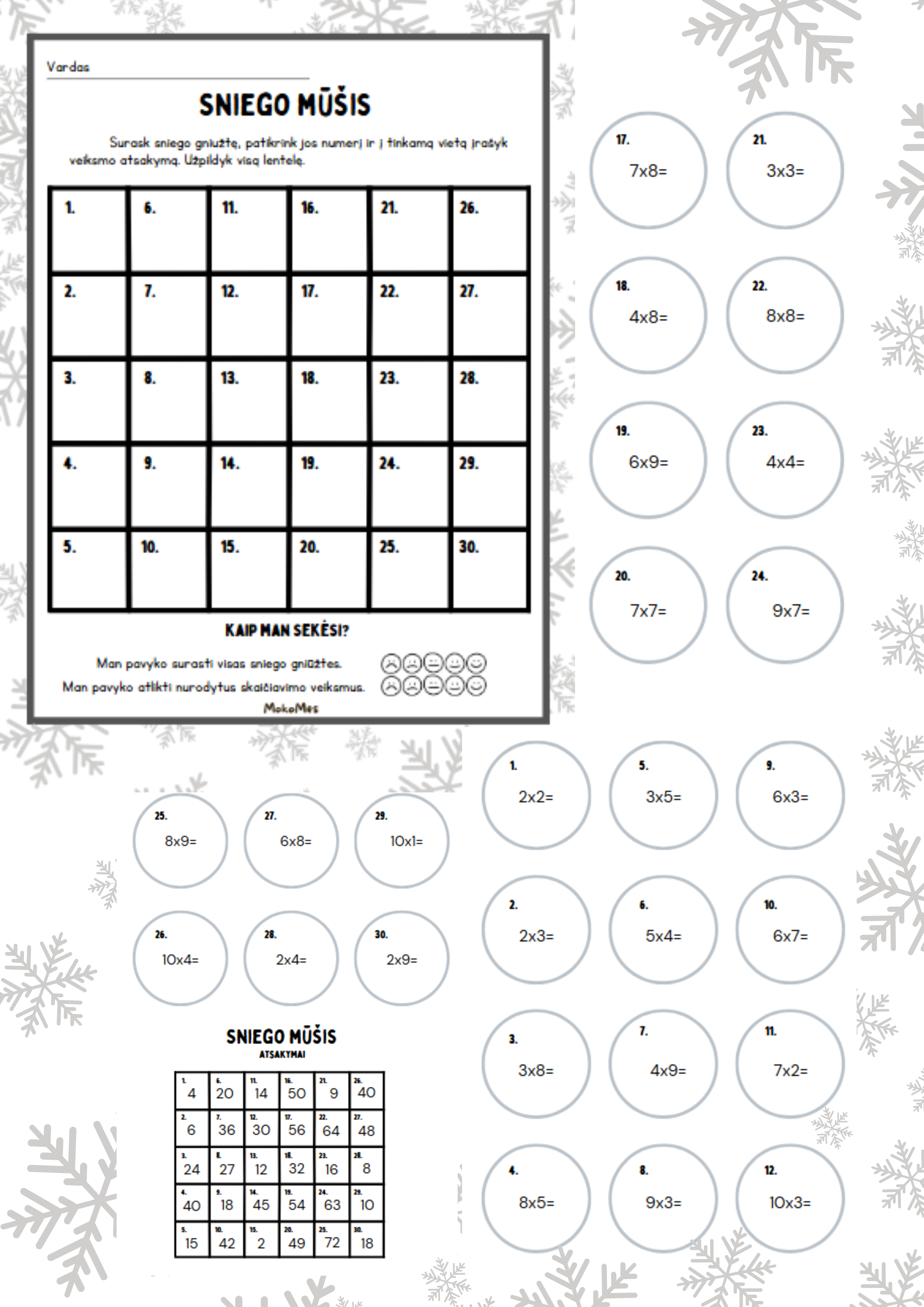 Sniego mūšis daugyba