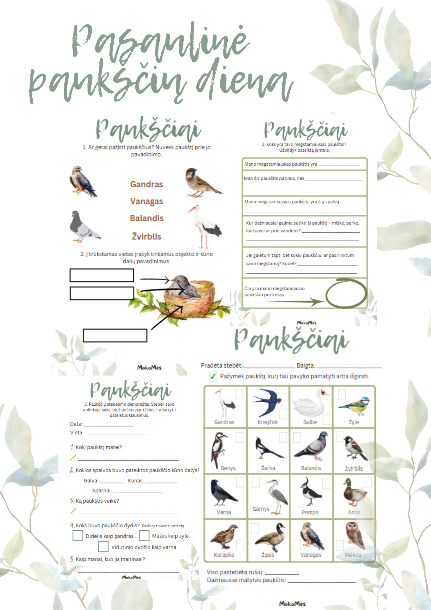 Užduočių rinkinys - pavasario tema 1 kl.