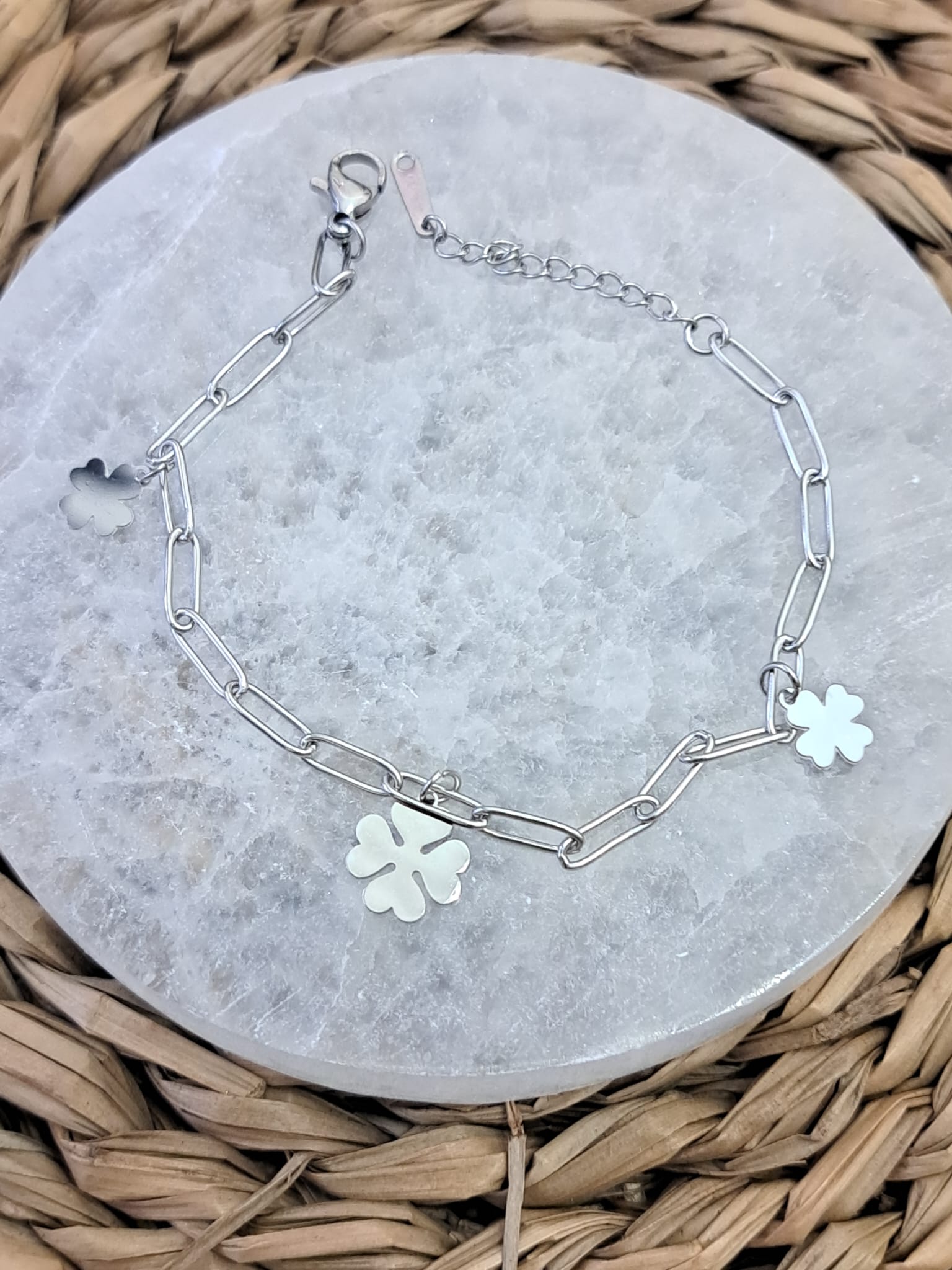 Pulsera de trébol de acero inoxidable