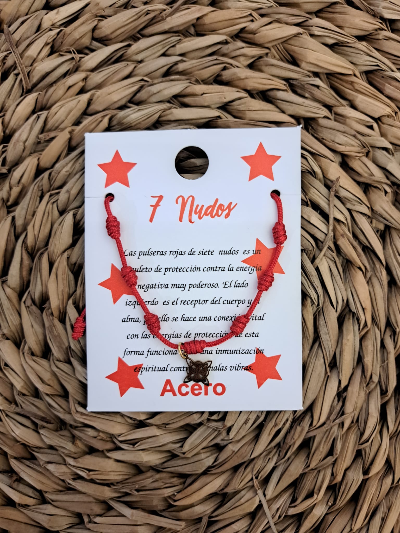 Pulsera de 7 nudos con nudo de bruja 