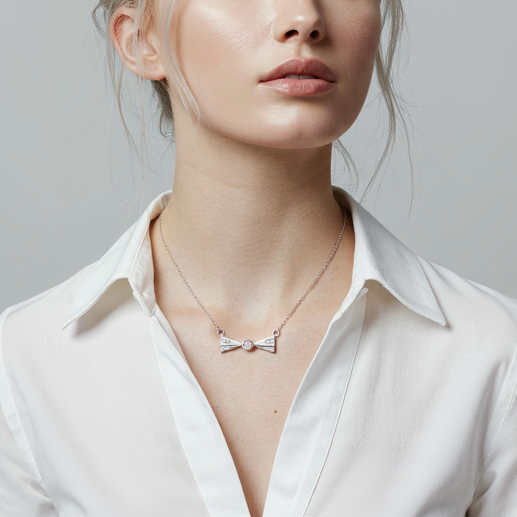 Elegant Bow Tie Pendant Necklace