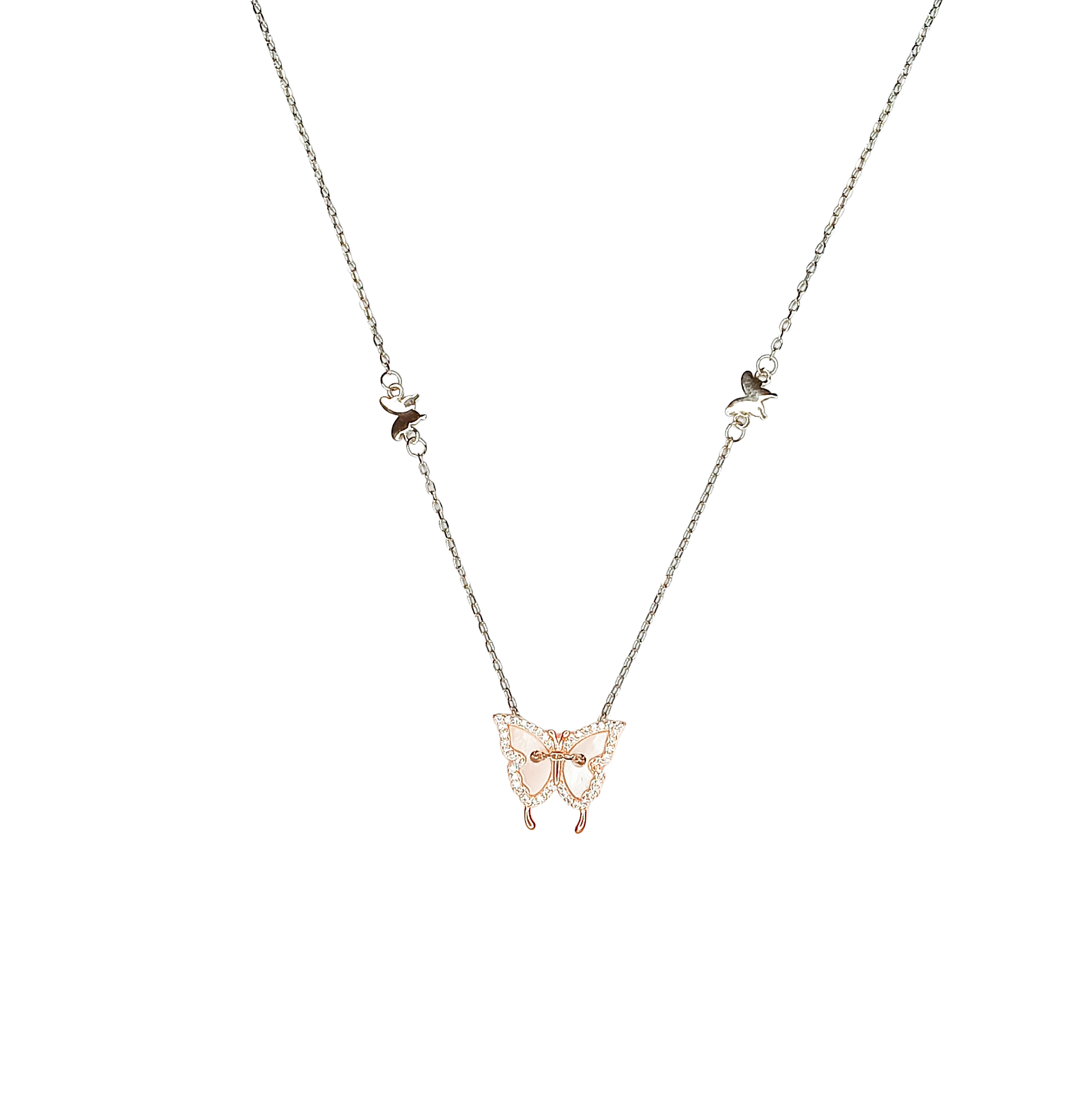 Rose Gold Butterfly Pendant Necklace