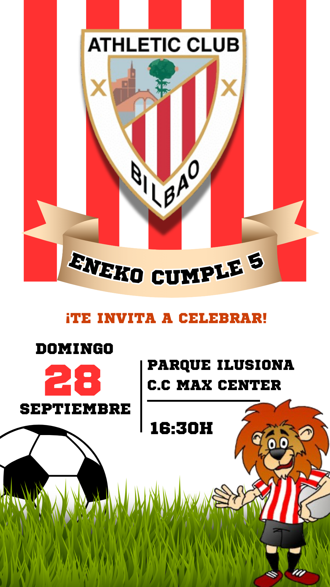 Invitación cumpleaños Athletic Club