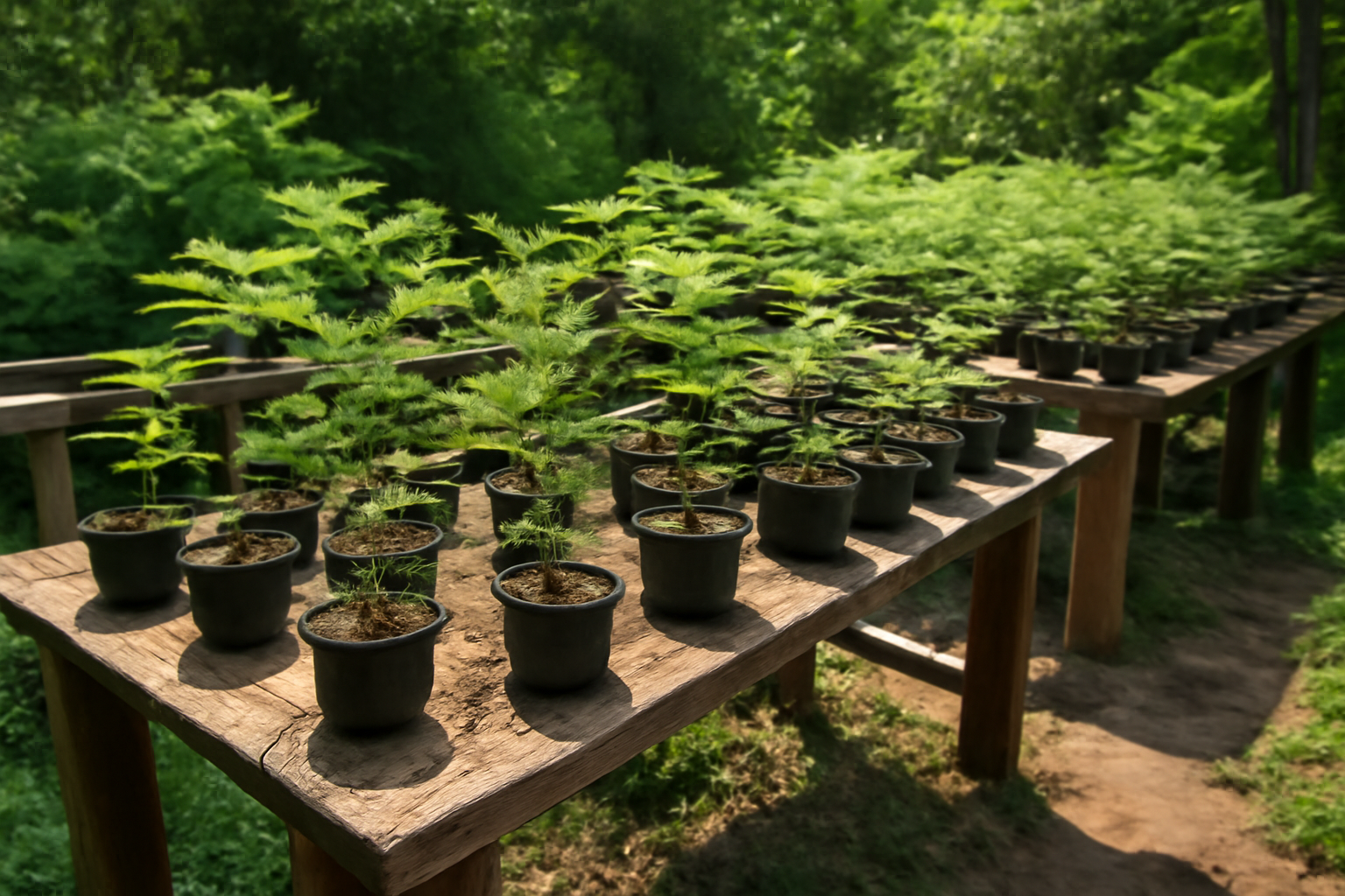 Young Tree Saplings in Pots