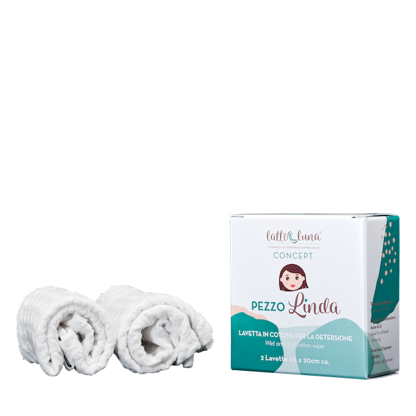 PEZZOLINDA - LAVETTA IN COTONE PER LA DETERSIONE 2 PZ - LATTE E LUNA