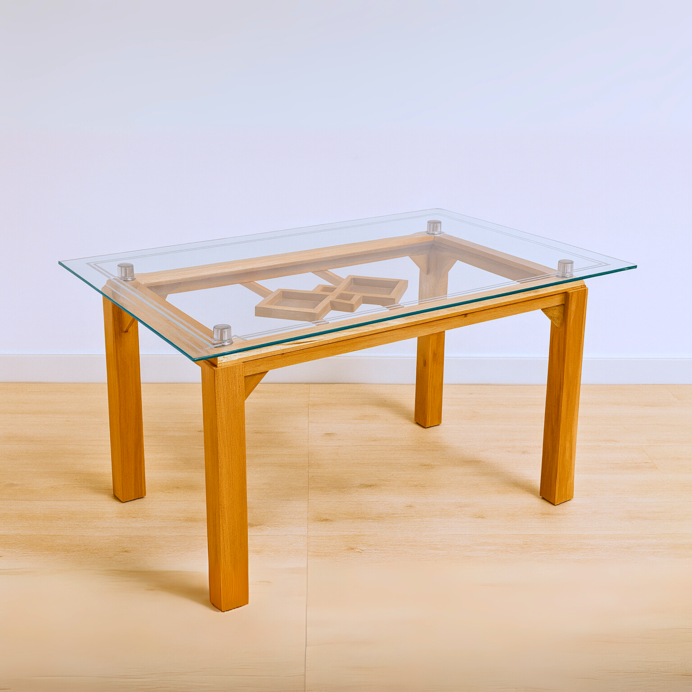 Mesa en Cedro, Spa de 6 Ptos, cristal 10 mm