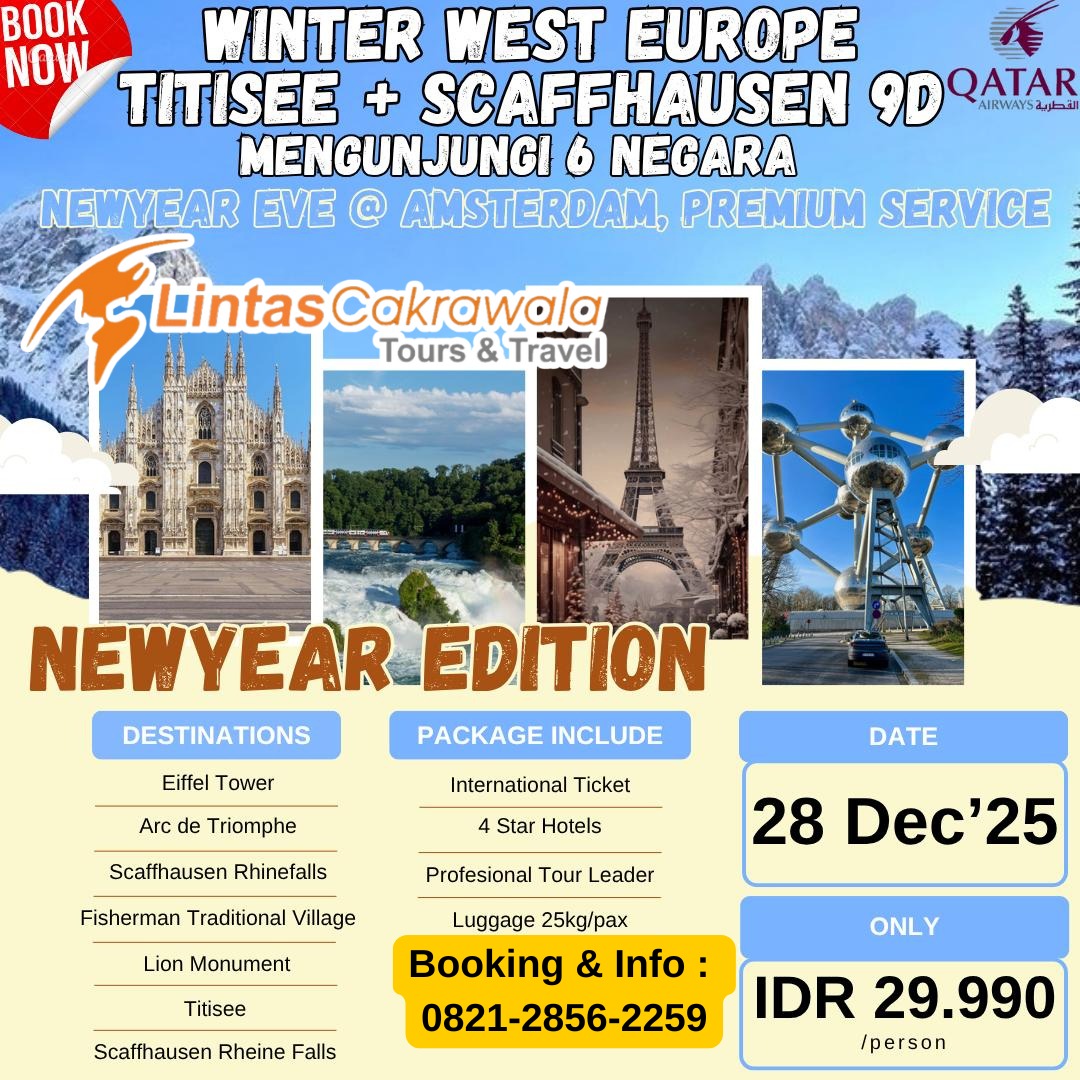 NEWYEAR EDITION (6 NEGARA) 9D WINTER WEST EUROPE TITISEE + SCAFFHAUSEN