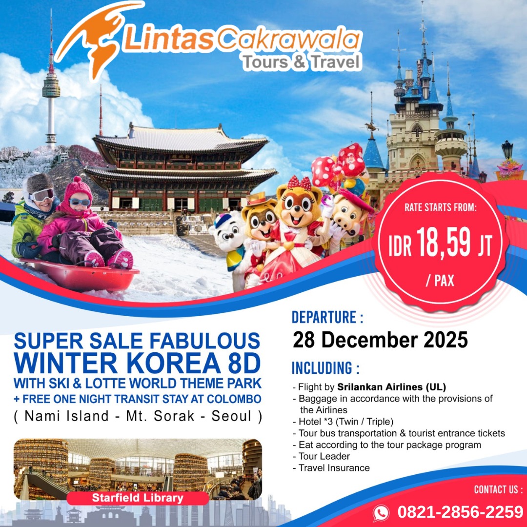 8D SUPER SALE FABULOUS WINTER SKI KOREA BY SRILANKAN AIRLINES DEP: 28 DEC 2025