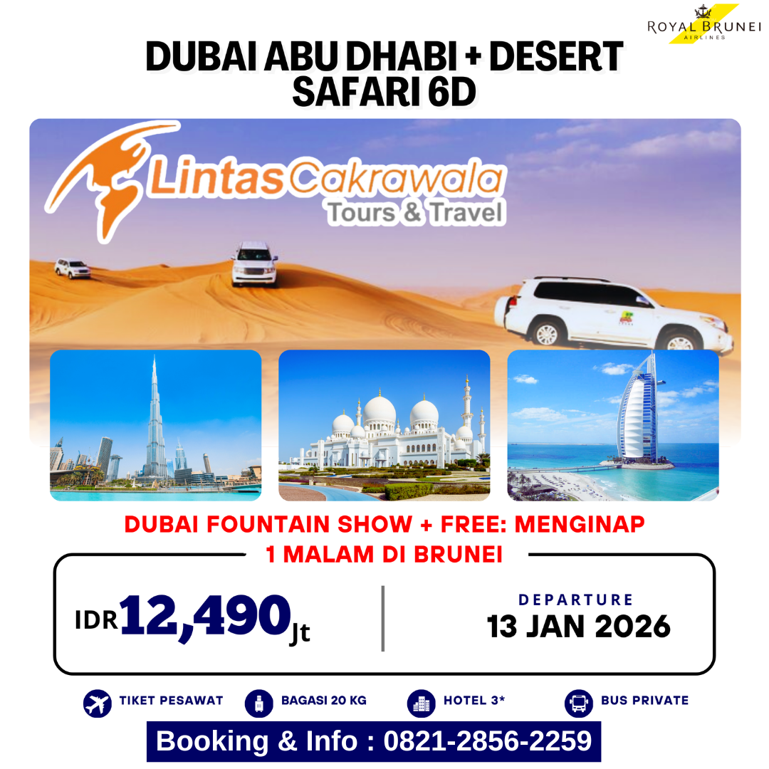 6D Dubai Abu Dhabi + Desert Safari By Royal Brunei Airlines Depart: 13 Jan 2026