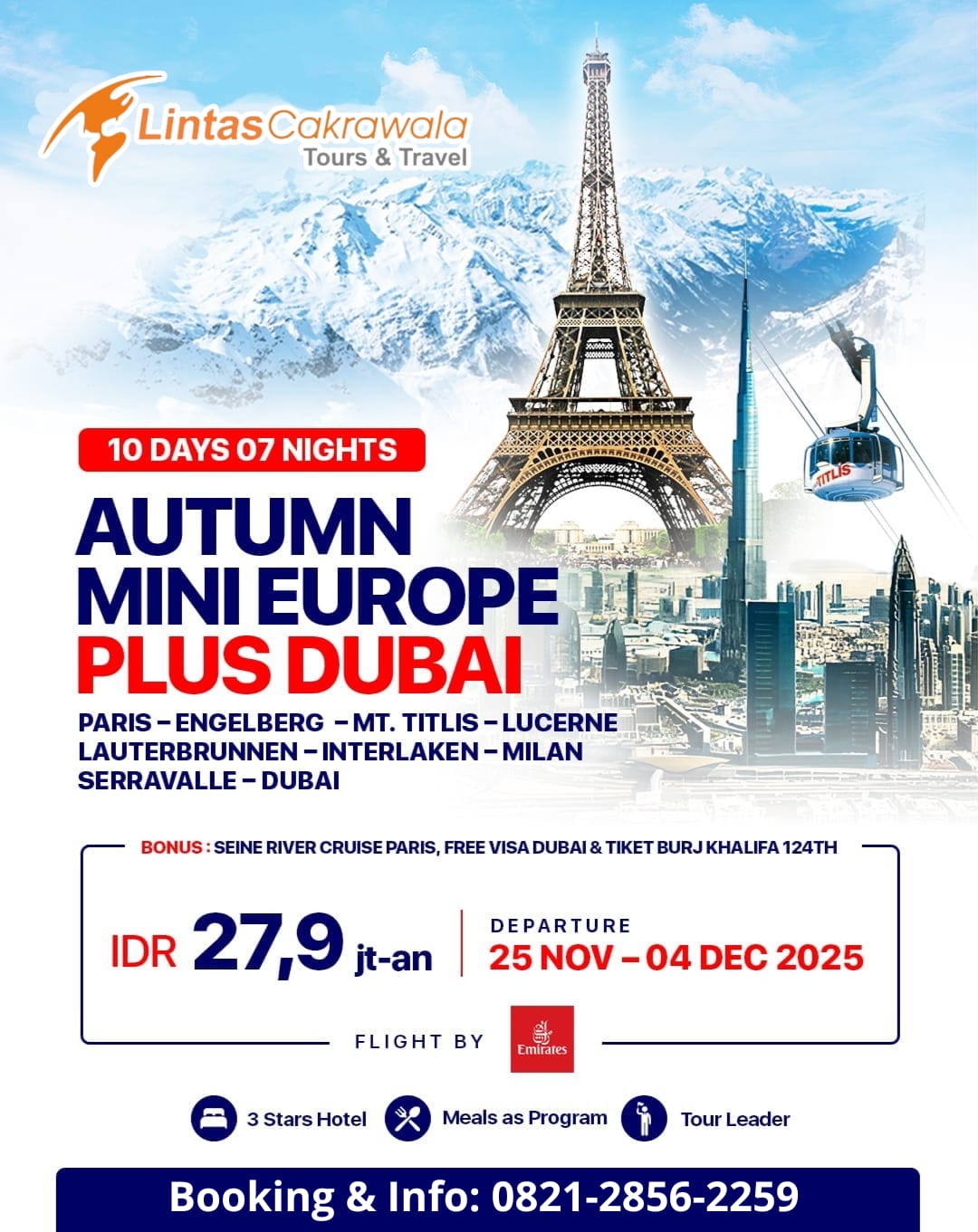 10D7N AUTUMN MINI EUROPE PLUS DUBAI