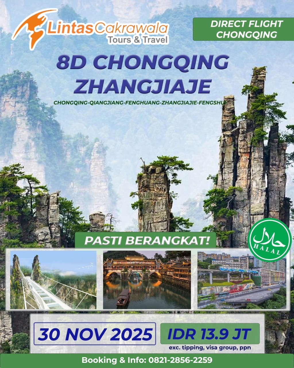 8D MOSLEM ZHANGJIAJIE FURONGZHEN BY XIAMEN AIR DEP: 30 NOV 2025