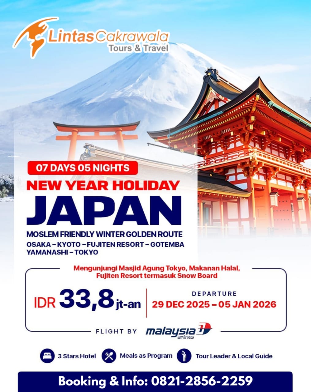 7D JAPAN MOSLEM FRIENDLY WINTER GOLDEN ROUTE BY MALAYSIA AIRLINES DEP: 25 DEC 2025