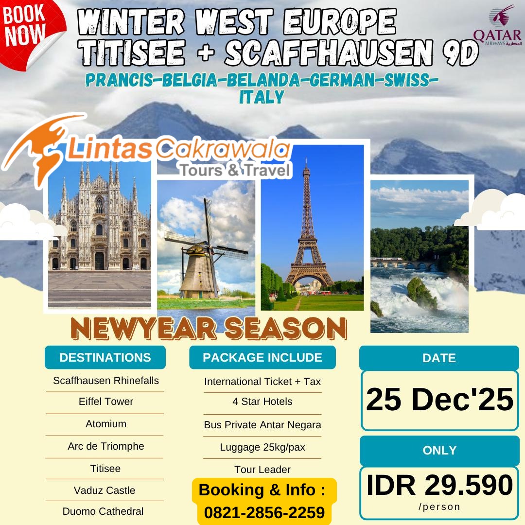 9D WINTER WEST EUROPE TITISEE SCAFFHAUSEN BY QATAR AIRWAYS DEP: 25 DEC 2025