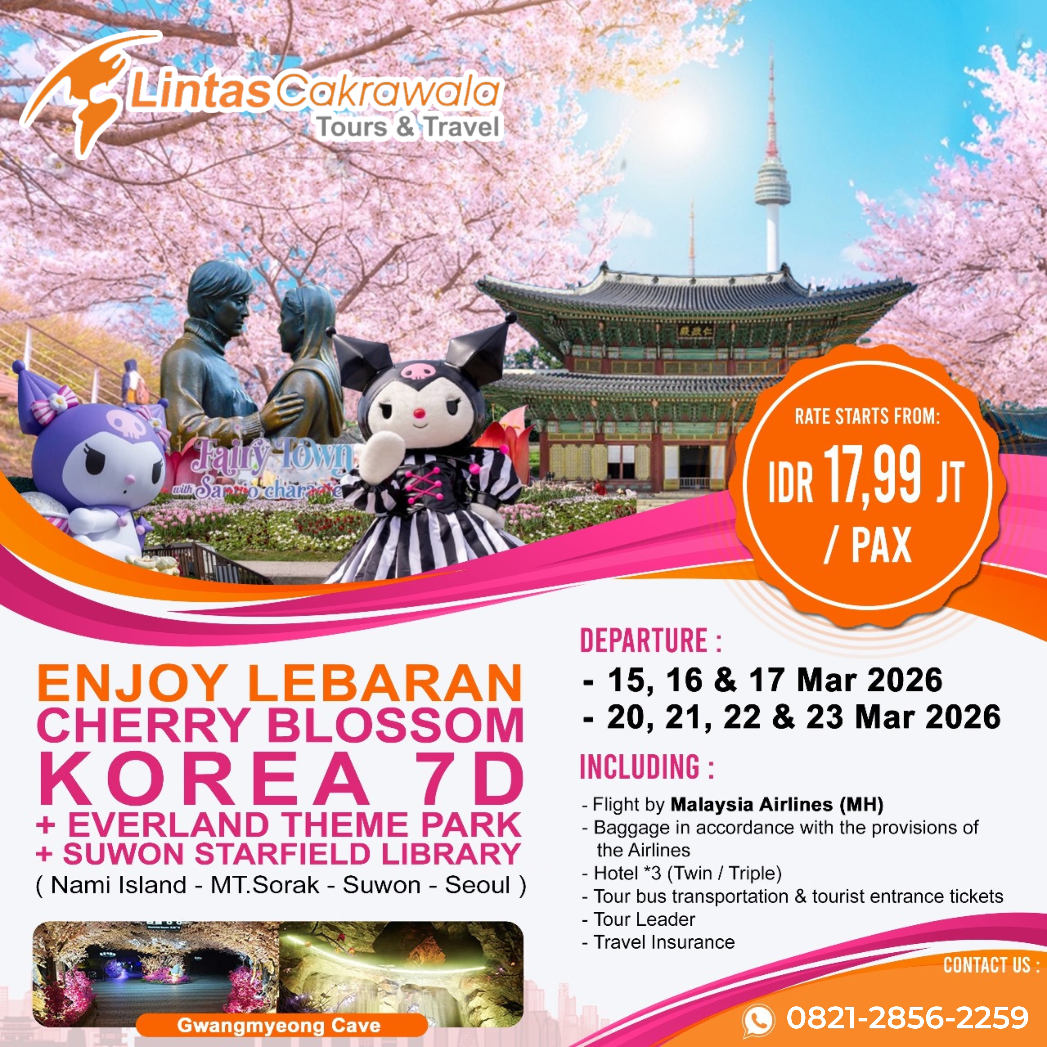 7D ENJOY BLOSSOM LEBARAN BLOSSOM KOREA EVERLAND THEME PARK BY MALAYSIA AIRLINES DEP: MAR 2026