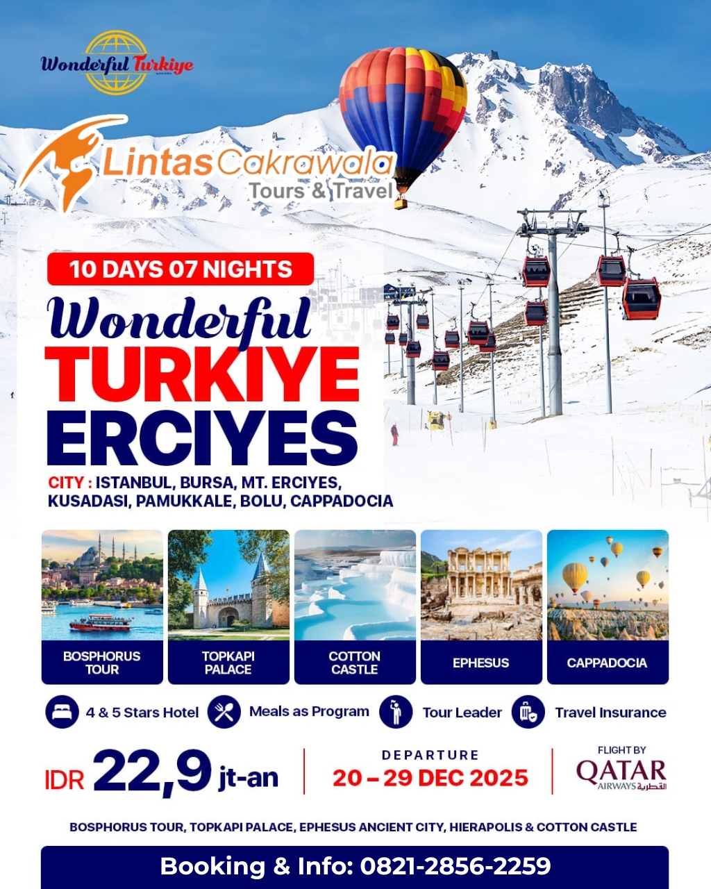 10D7N WONDERFUL TURKIYE ERCIYES BY QATAR AIRWAYS DEP: 20 DEC 2025