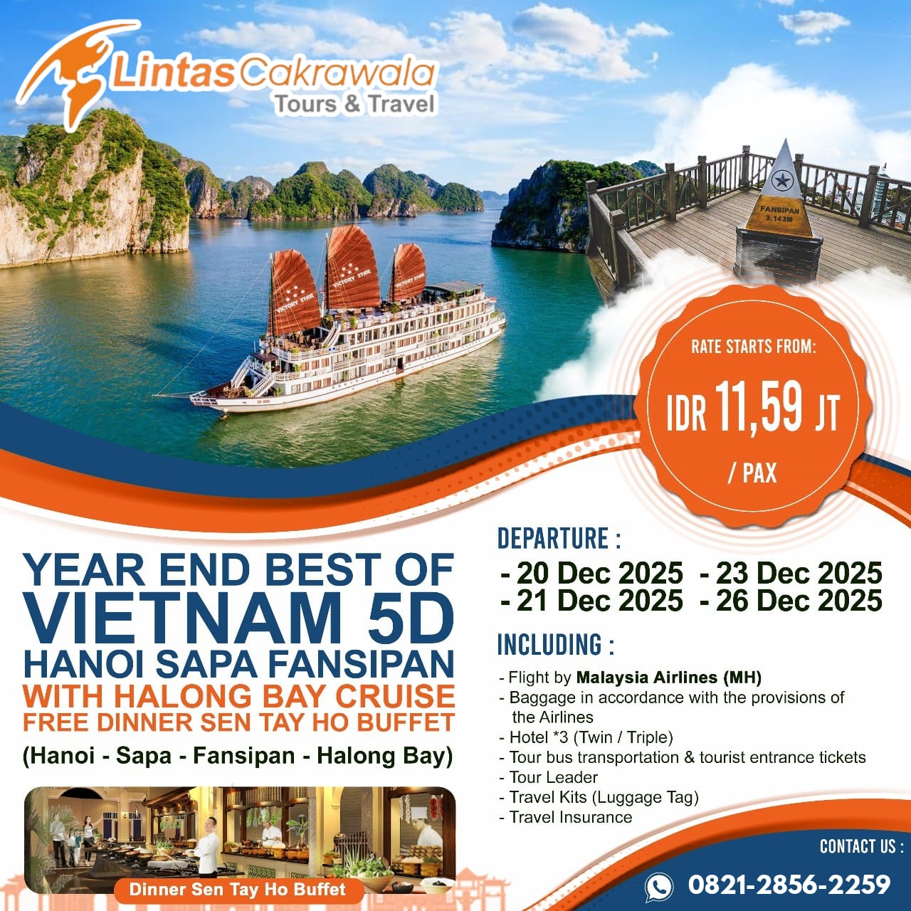 5D YEAR END BEST OF VIETNAM HANOI SAPA FANSIPAN WITH HALONG BAY CRUISE BY MALAYSIA AIRLINES DEP: DEC 2025 