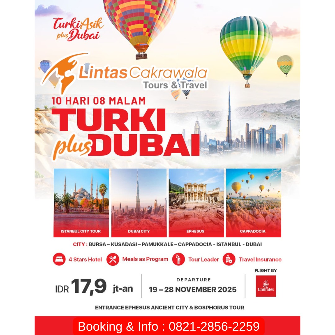10D8N TURKIASIK plus DUBAI By Emirates Airlines Dep: 19 – 28 Nov 2025