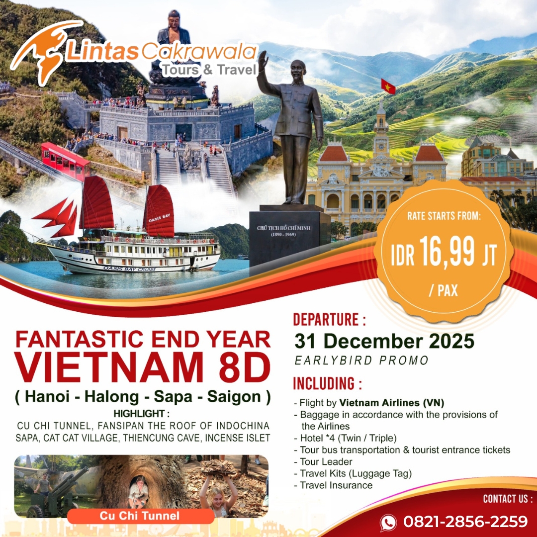 8D FANTASTIC END YEAR HANOI HALONG SAPA SAIGON BY VIETNAM AIRLINES DEP: 31 DEC 2025