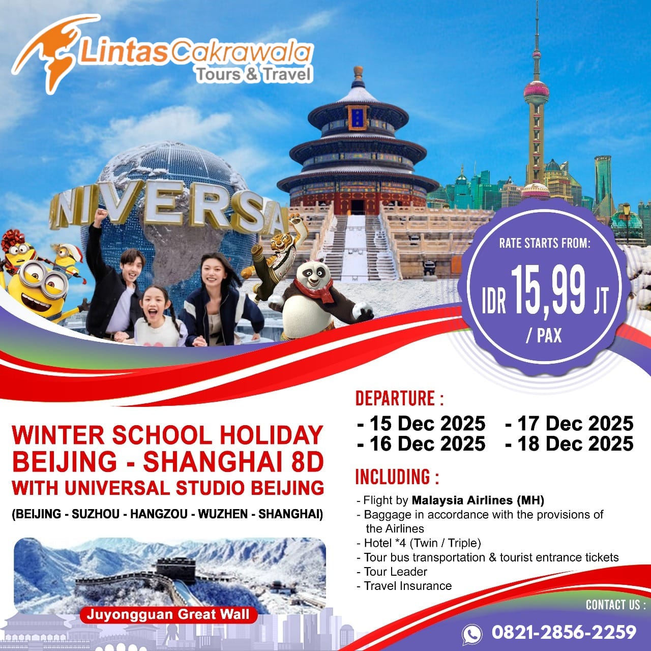 8D WINTER SCHOOL HOLIDAY BEIJING SHANGHAI BY MALAYSIA AIRLINES DEP: DEC 2025