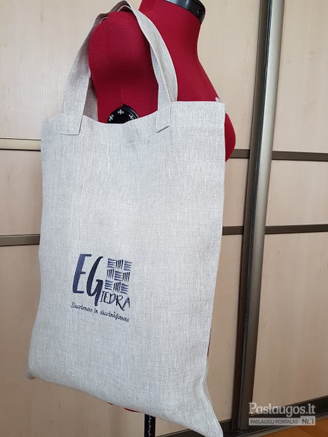 Lininis pirkinių krepšys (Jūsų pasirinktas Logo)